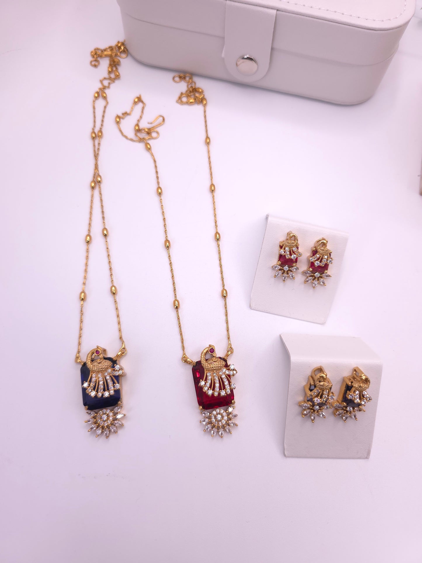 Aarvi cz polki dainty necklace set