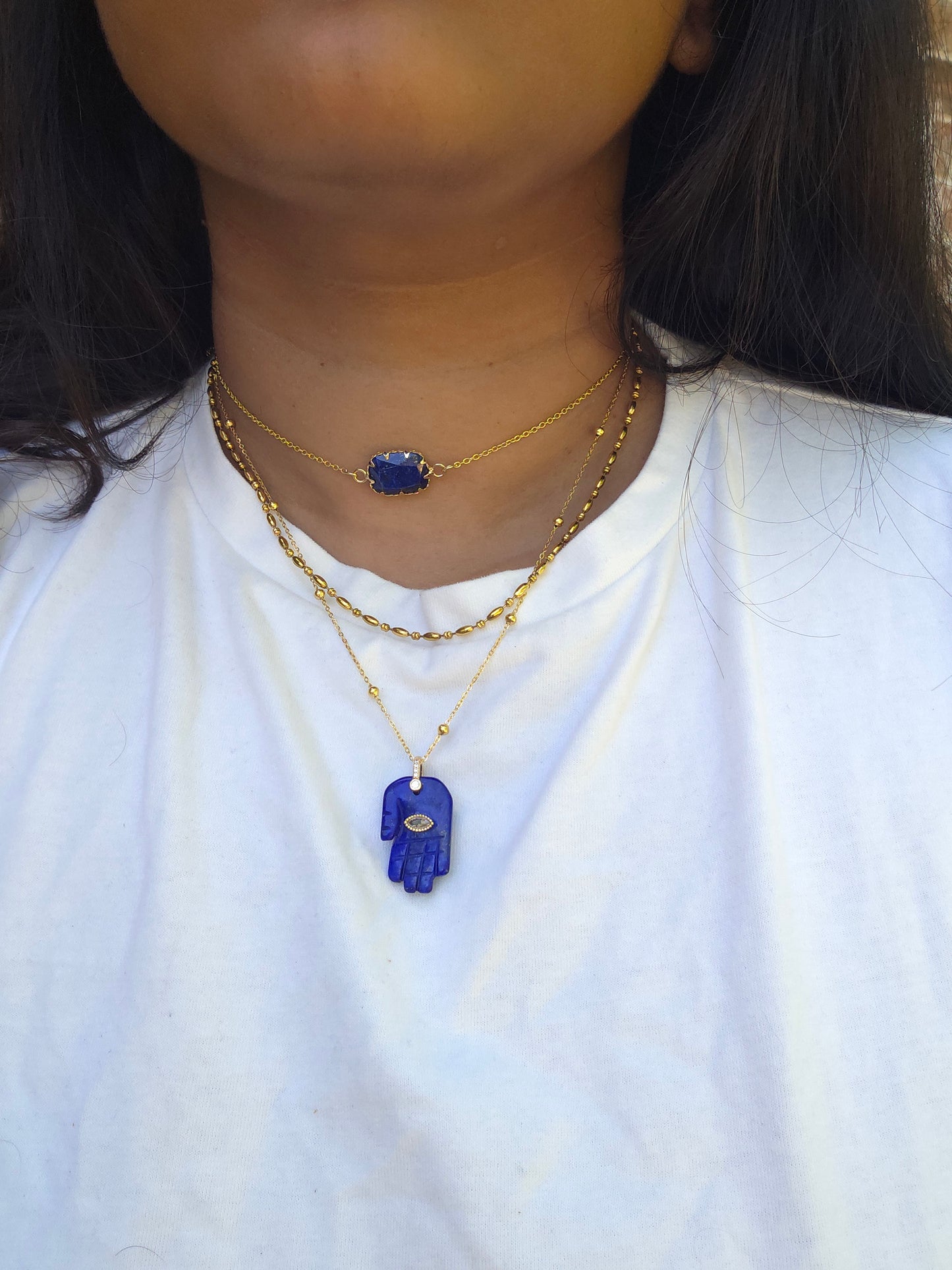 Lapis Lazuli gold plated stainless steel necklace