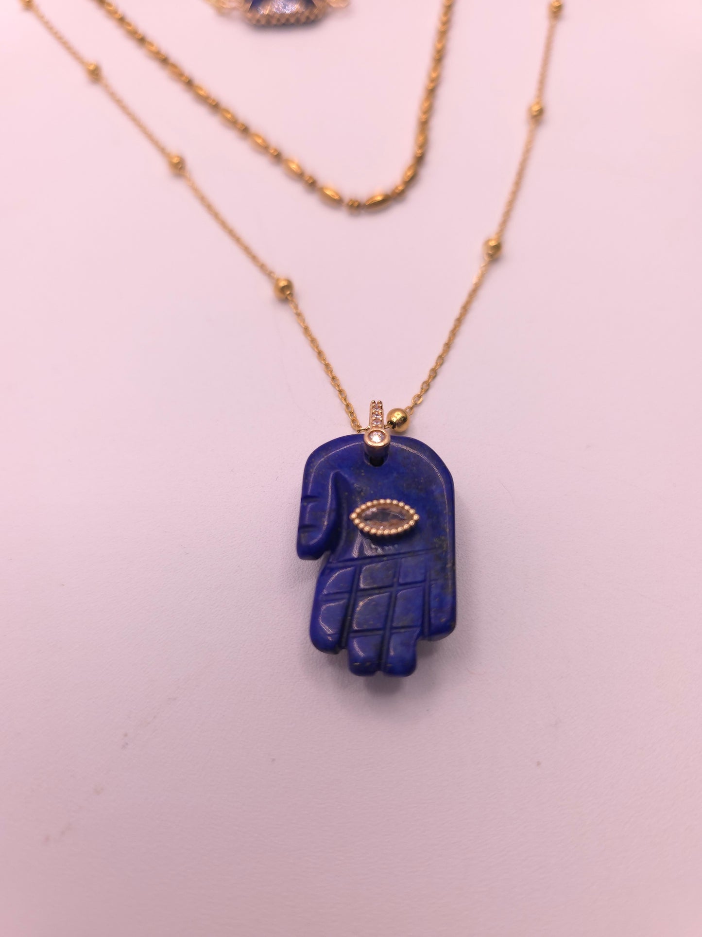 Lapis Lazuli gold plated stainless steel necklace