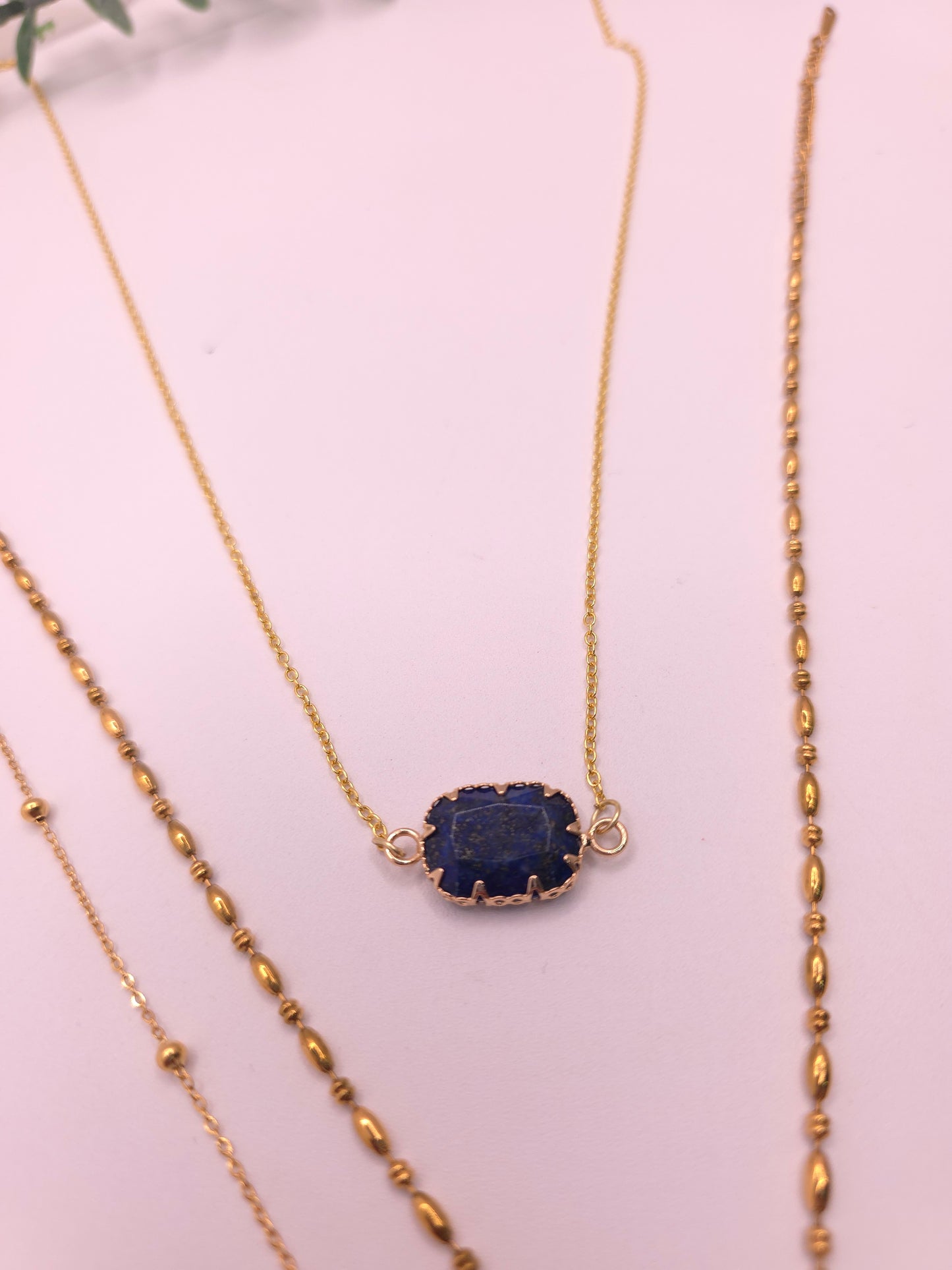 Lapis Lazuli gold plated stainless steel necklace