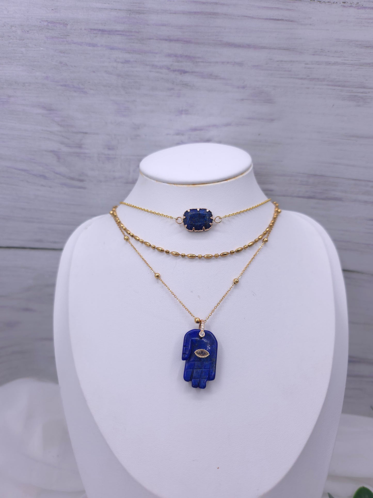 Lapis Lazuli gold plated stainless steel necklace