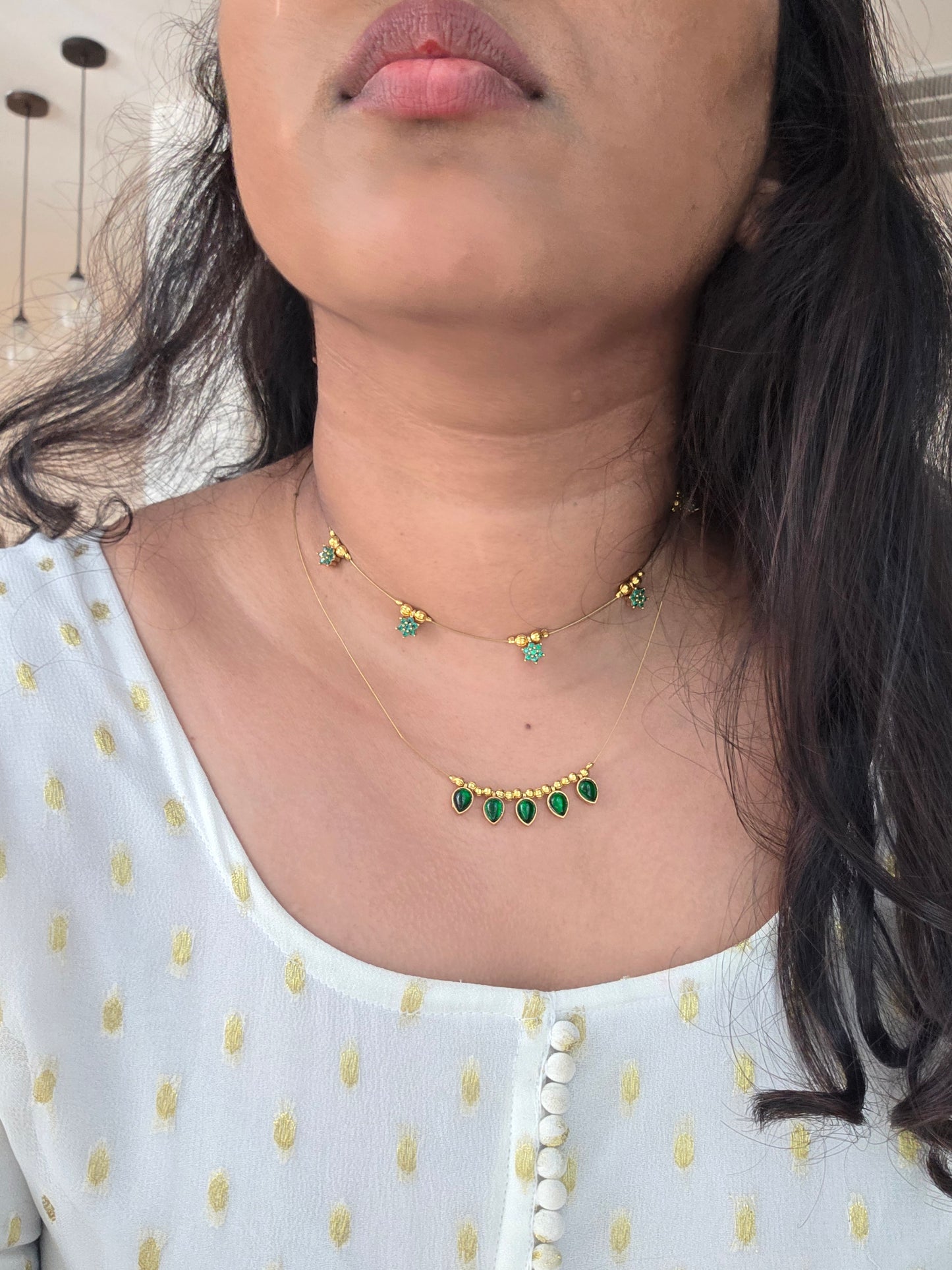 Teardrop jadau kundan invisible necklace