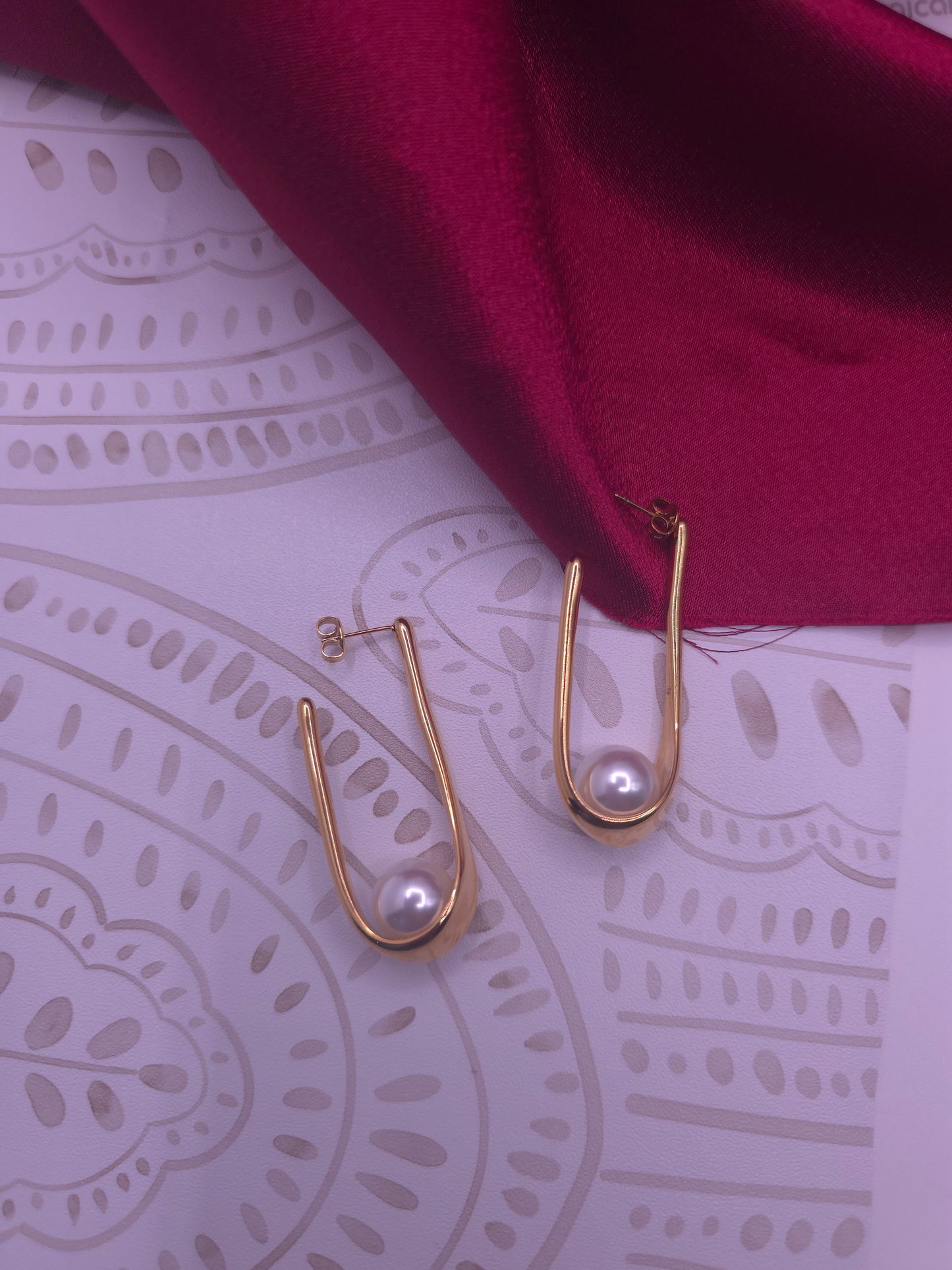 Pearl stainless steel contemporary earrings