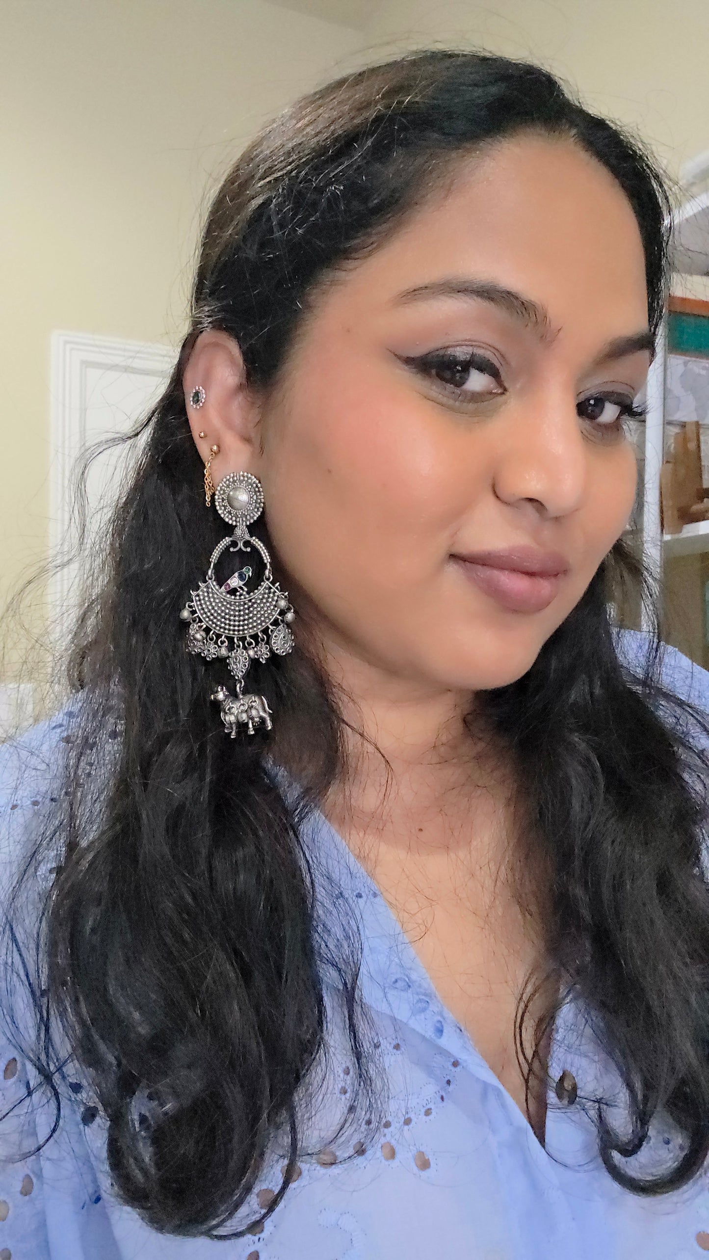 Gomathi fusion silver alike earrings
