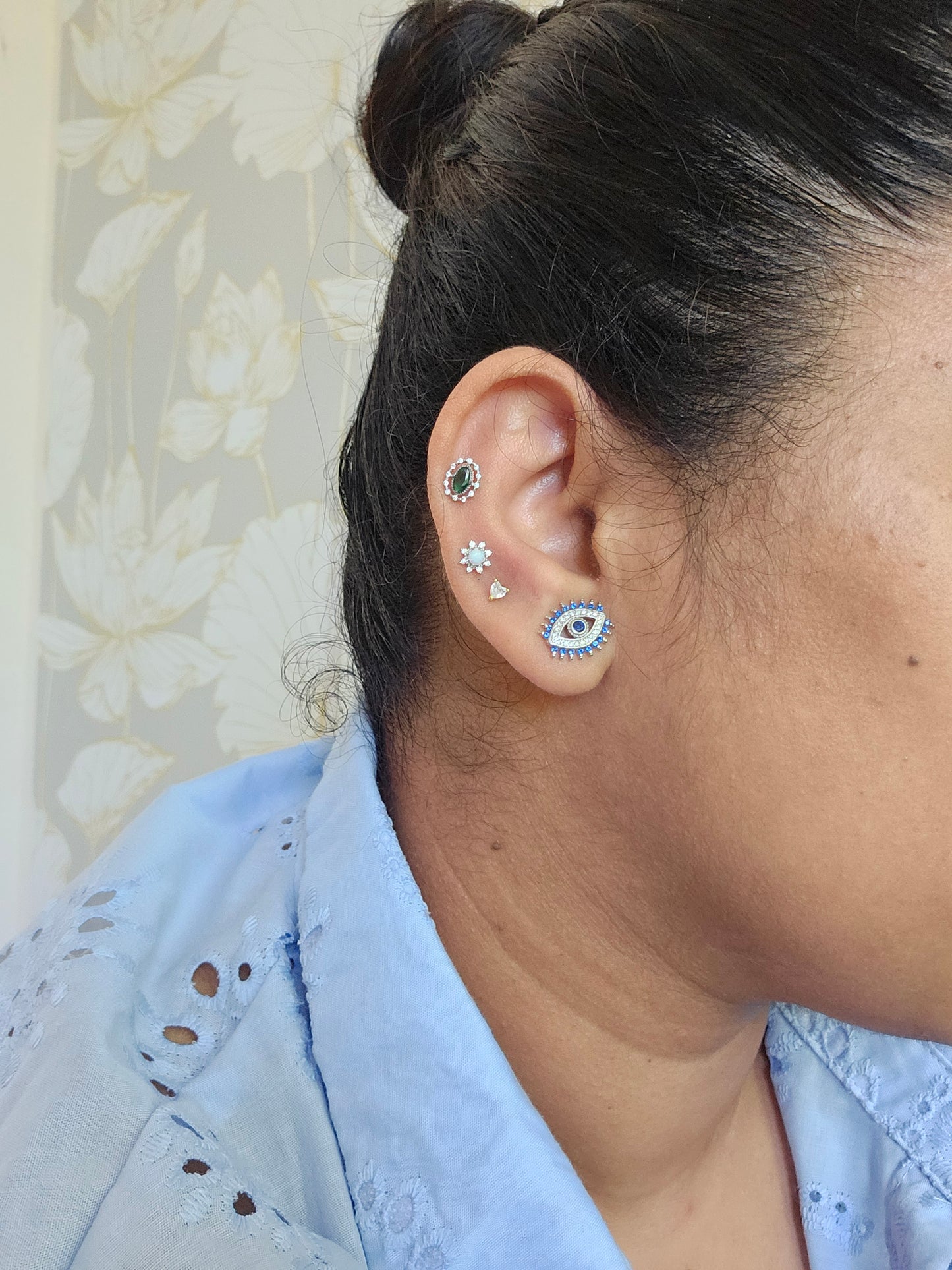 Evil eye 925 silver earrings