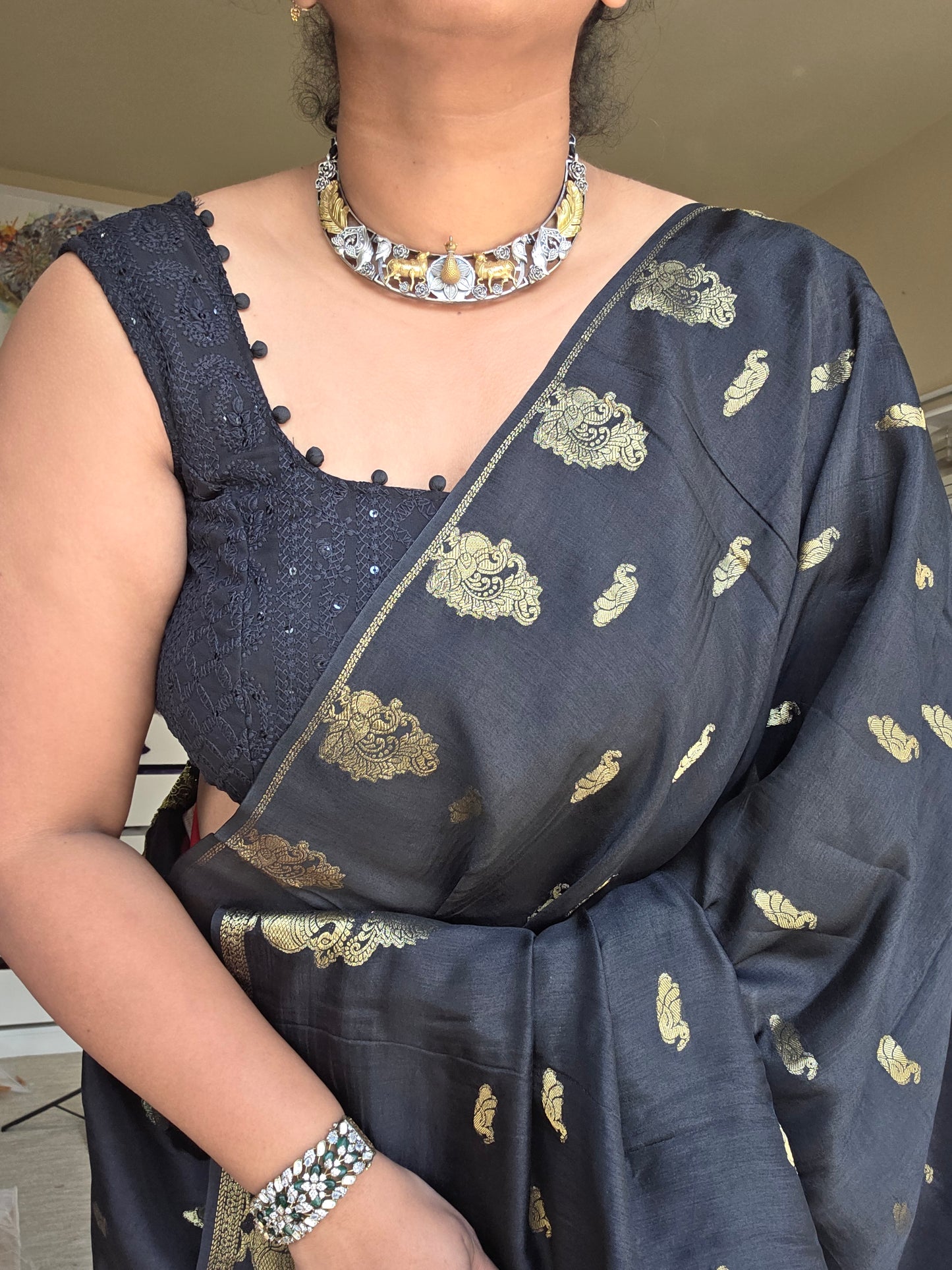 Black Victorian silk saree