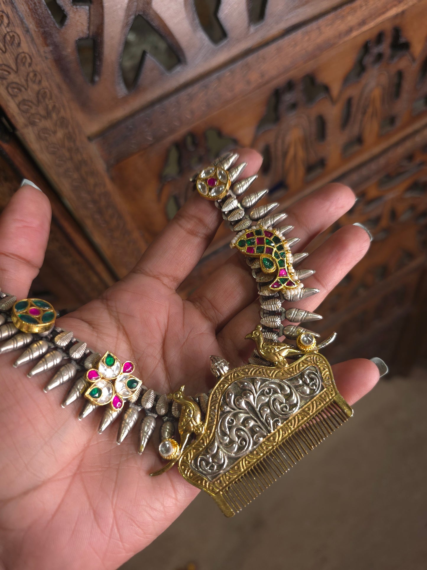 Achyutha 925 silver polish fusion necklace set