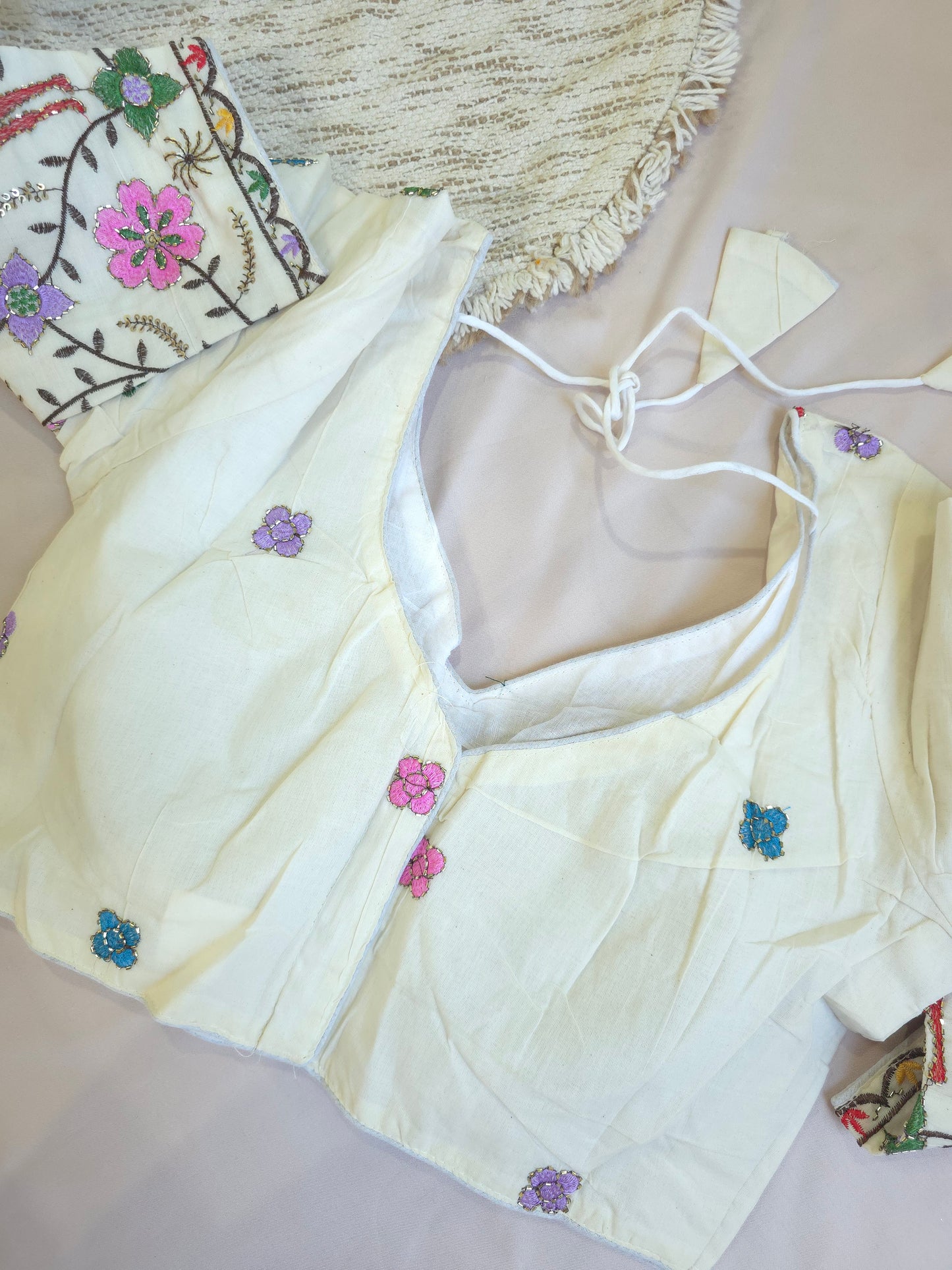 Khadi cotton embroidered blouse