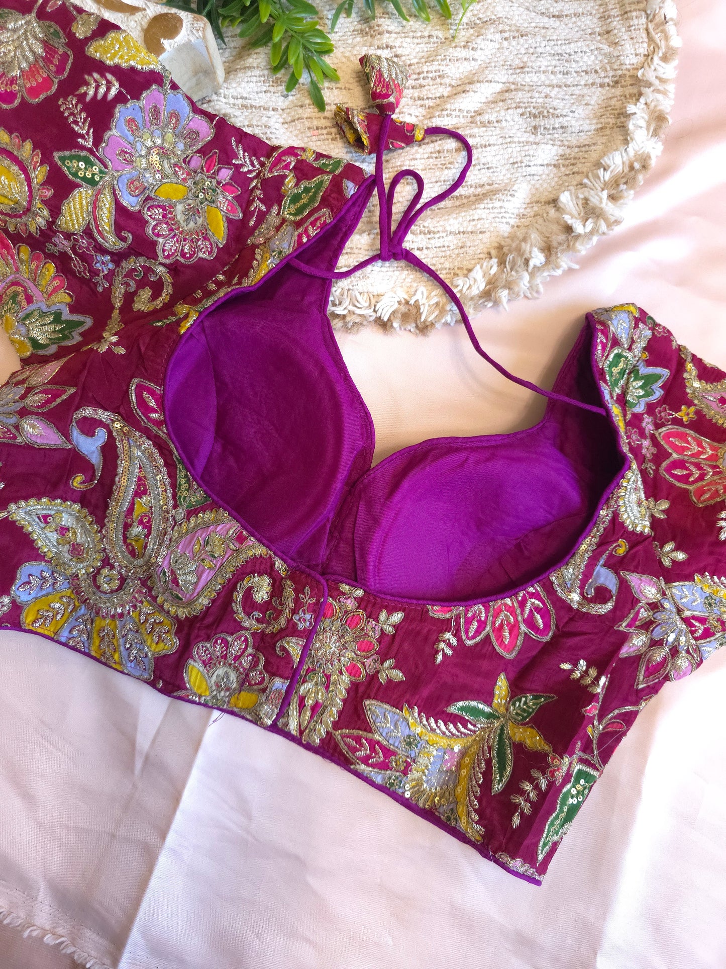 Maroon floral embroidered Blouse