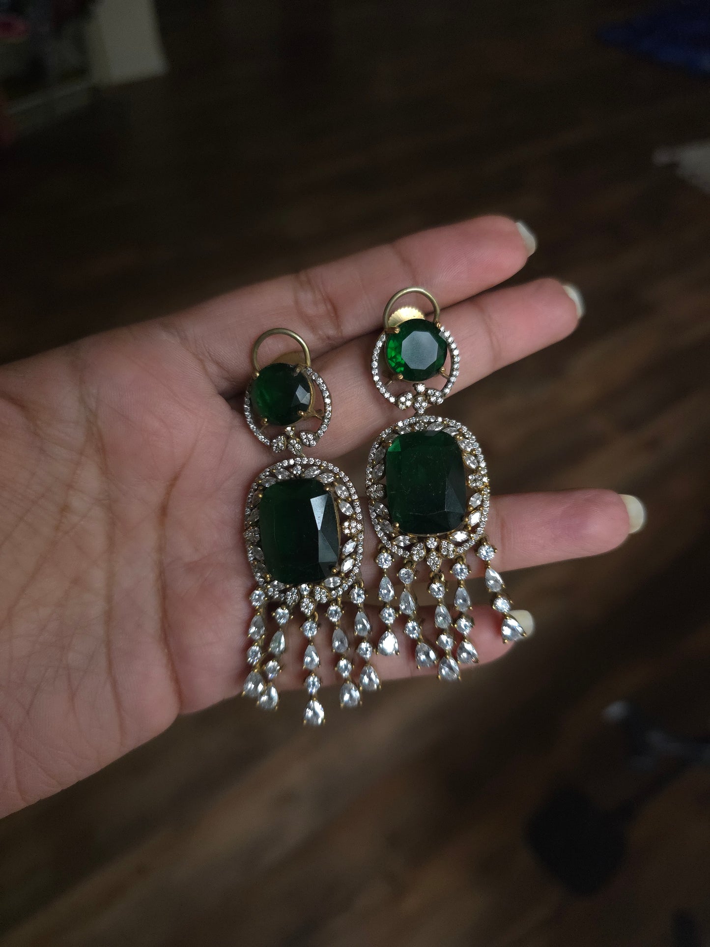 Victorian mossanite polki jhumka earrings