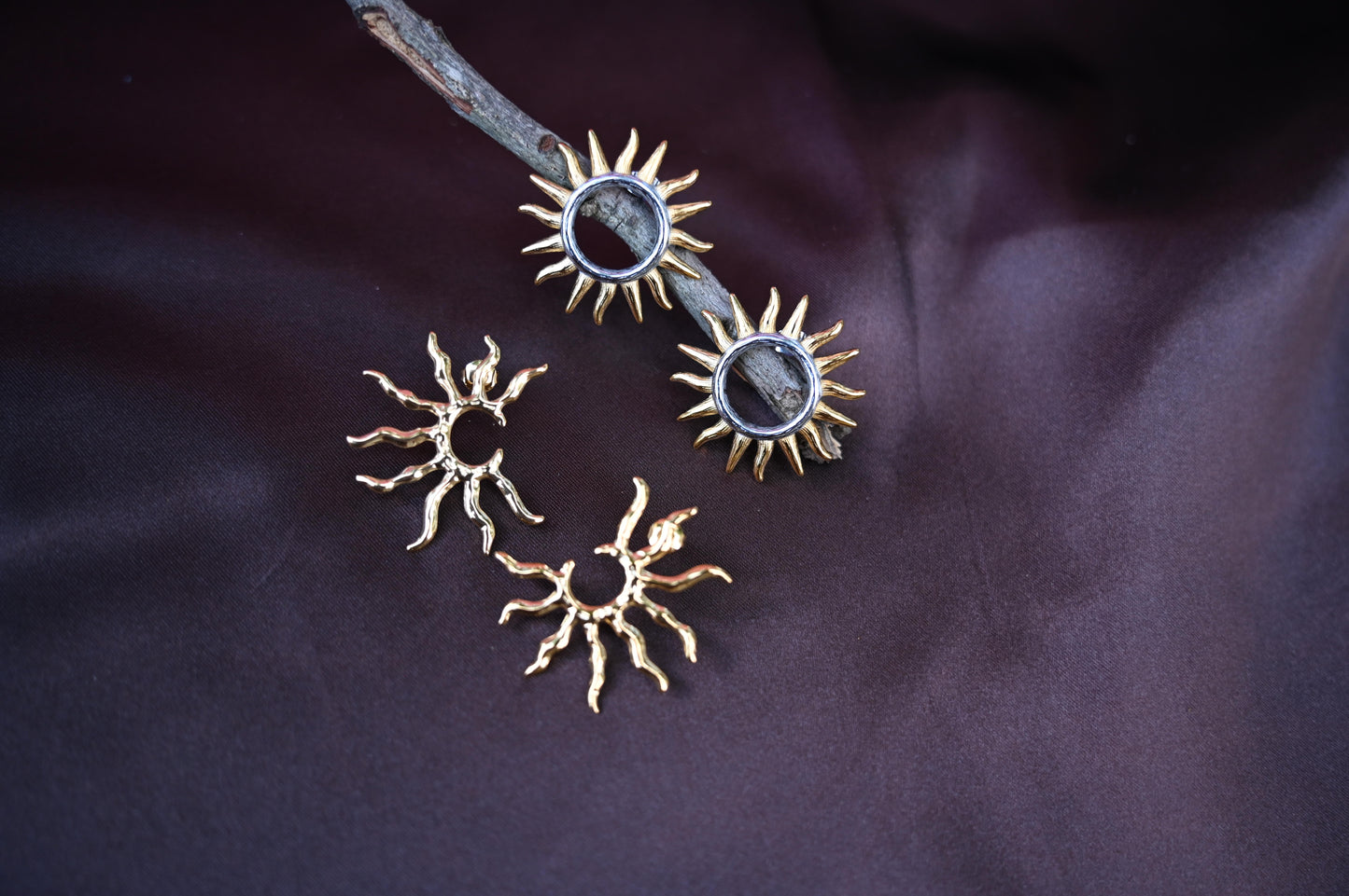 Sun stainless steel contemporary earrings