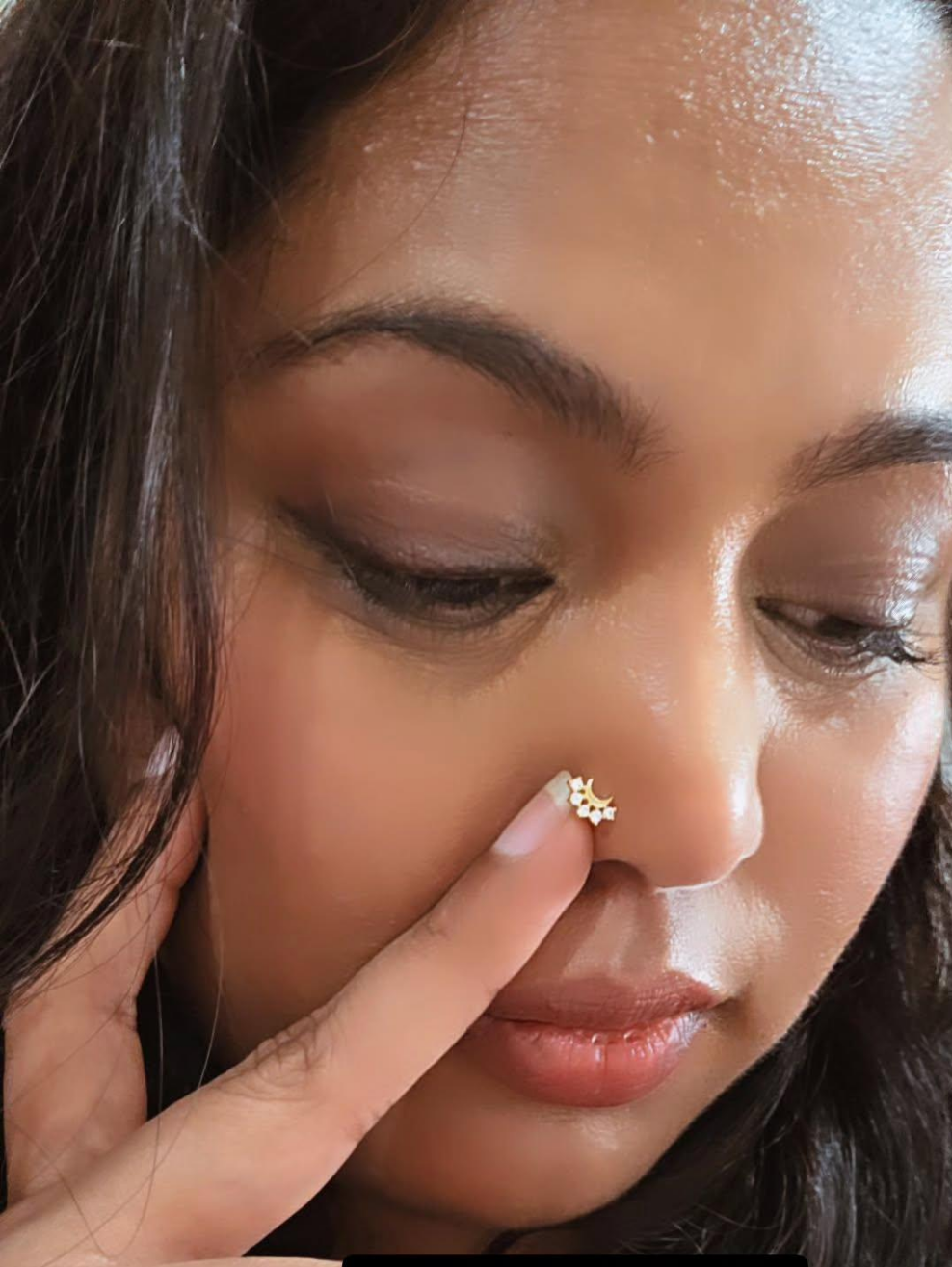 Moon 925 silver pierced nose pin