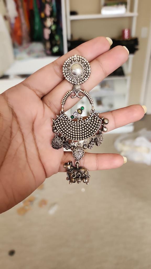 Gomathi fusion silver alike earrings