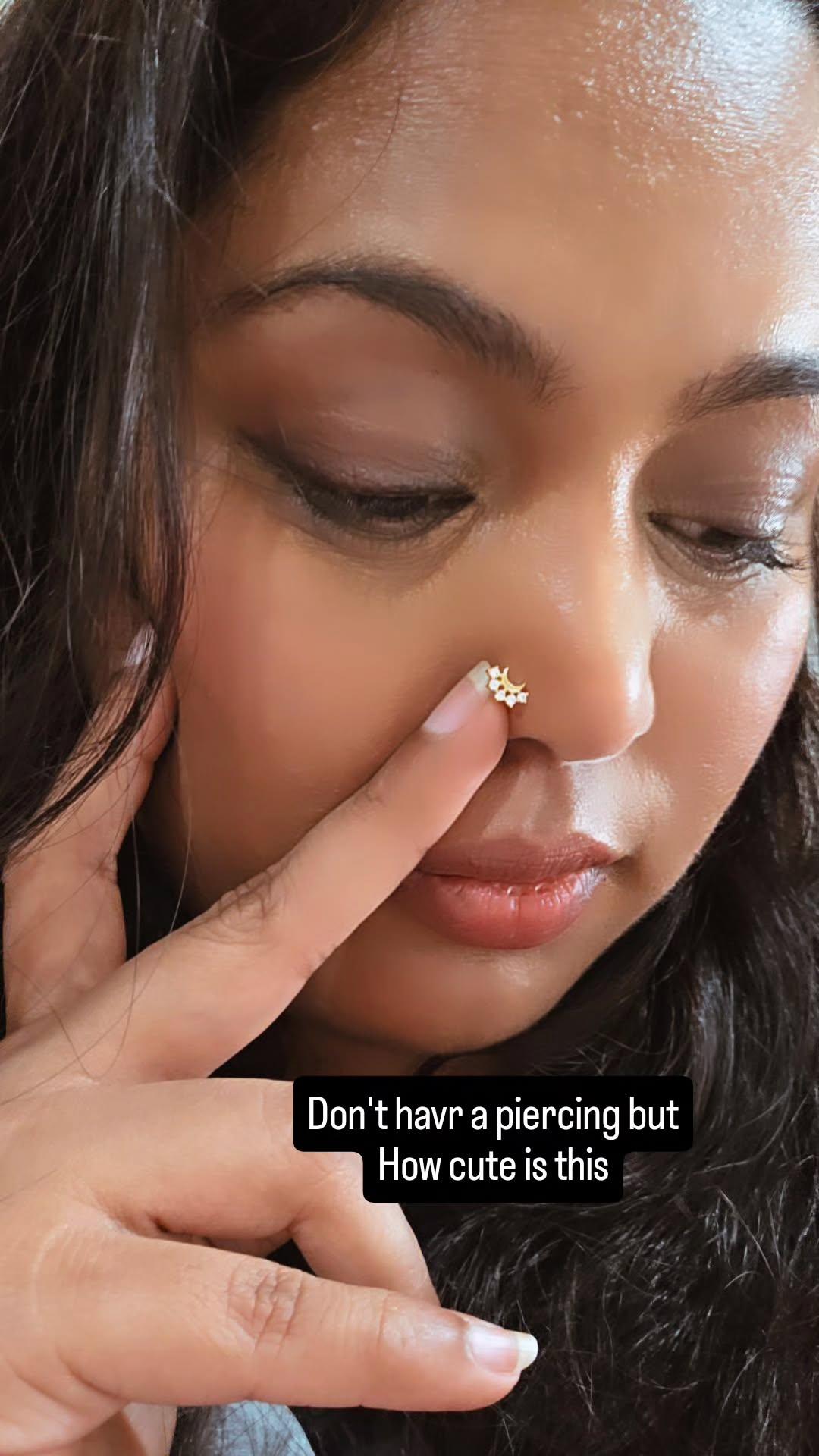 Moon 925 silver pierced nose pin