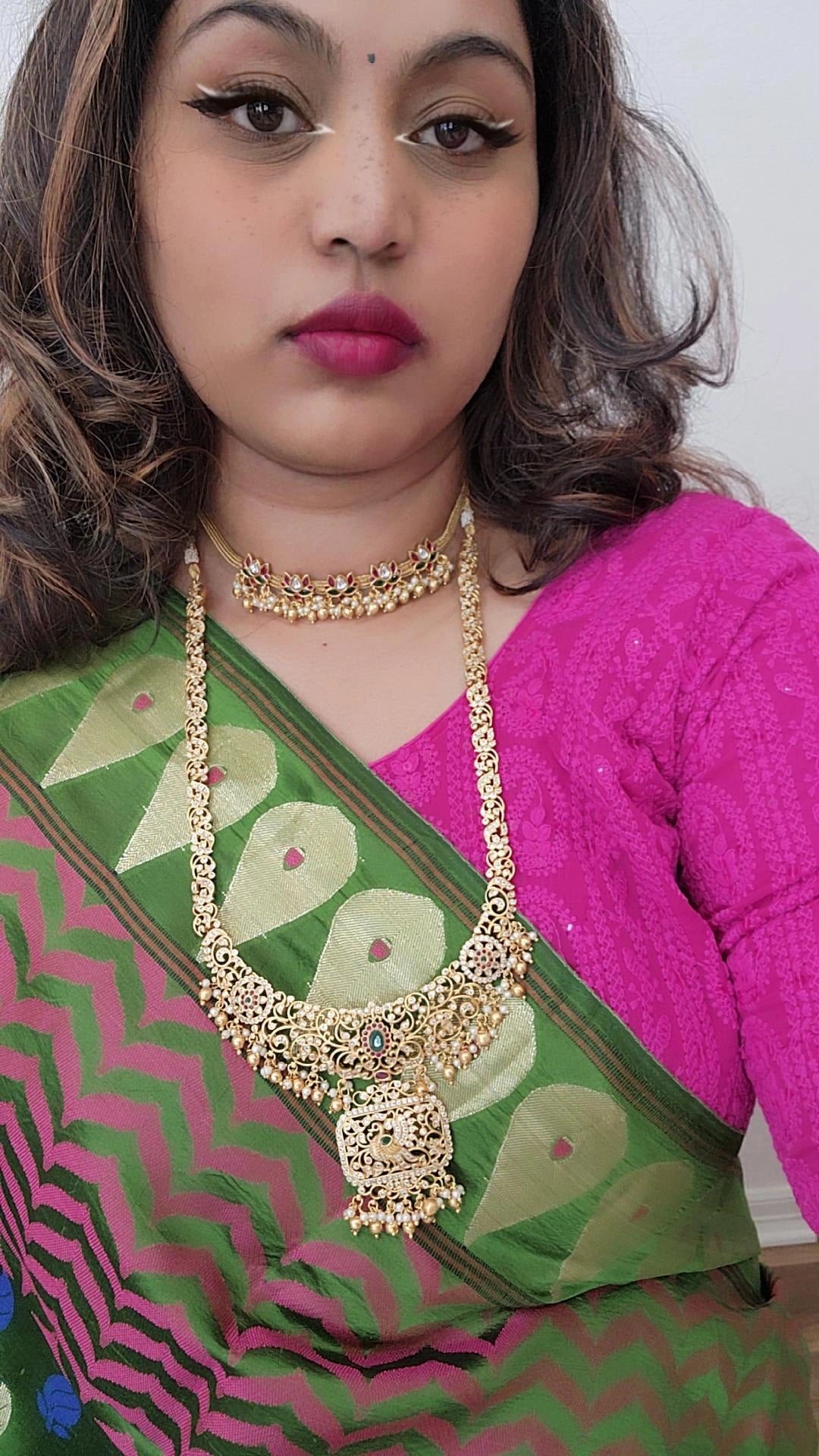 Mangli lotus gold plated necklace set