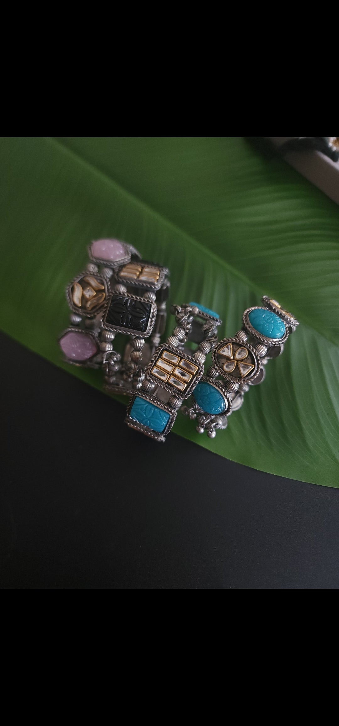 Black metal bracelet bangle