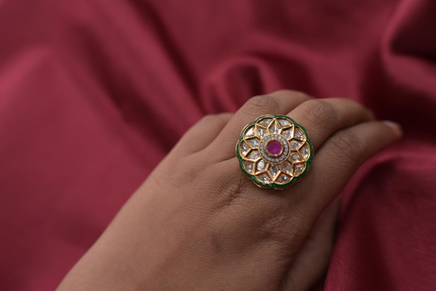 Polki Goldplated adjustable ring