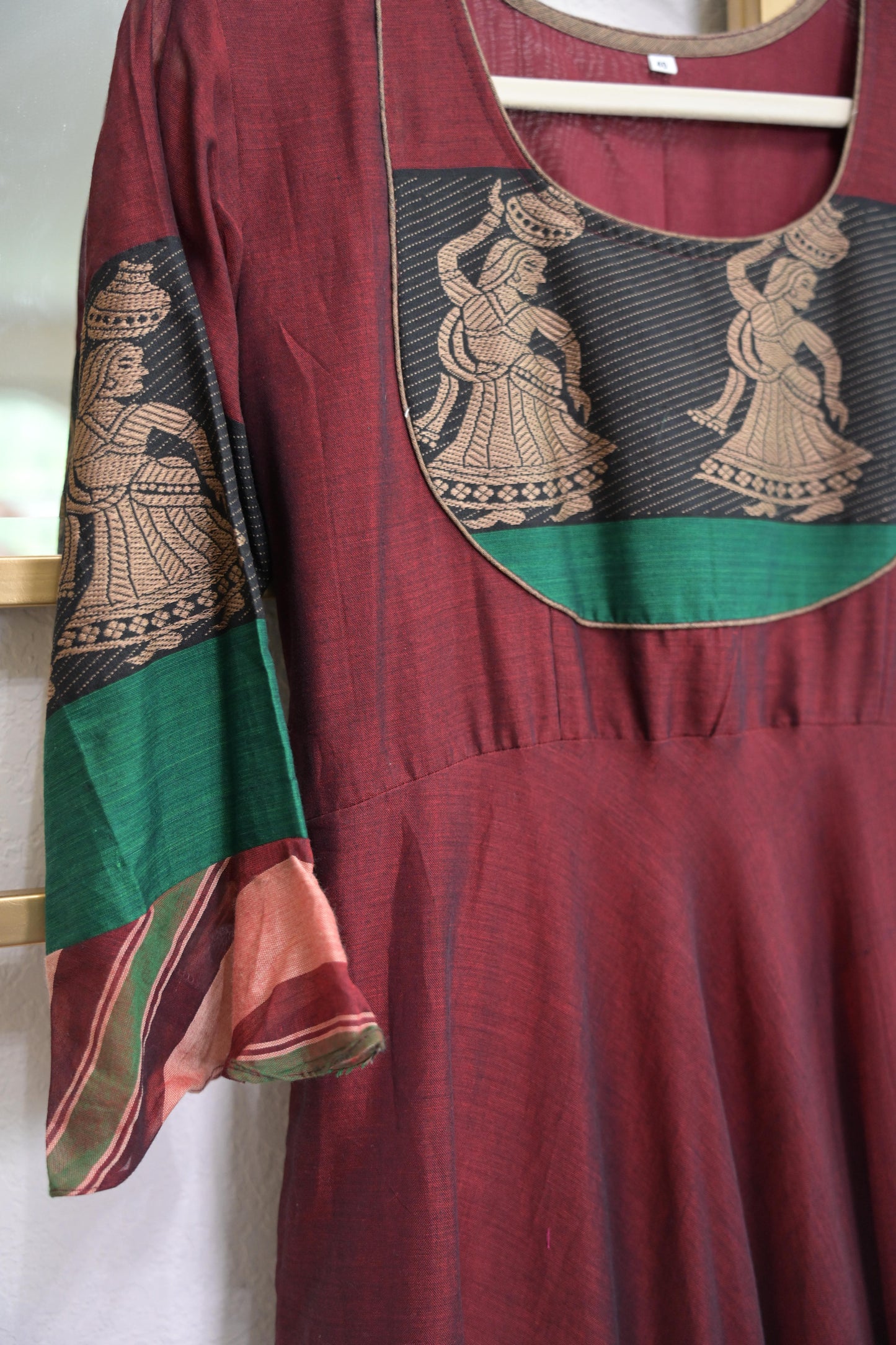 Varalika maroon narayanpet mercedized cotton long dress