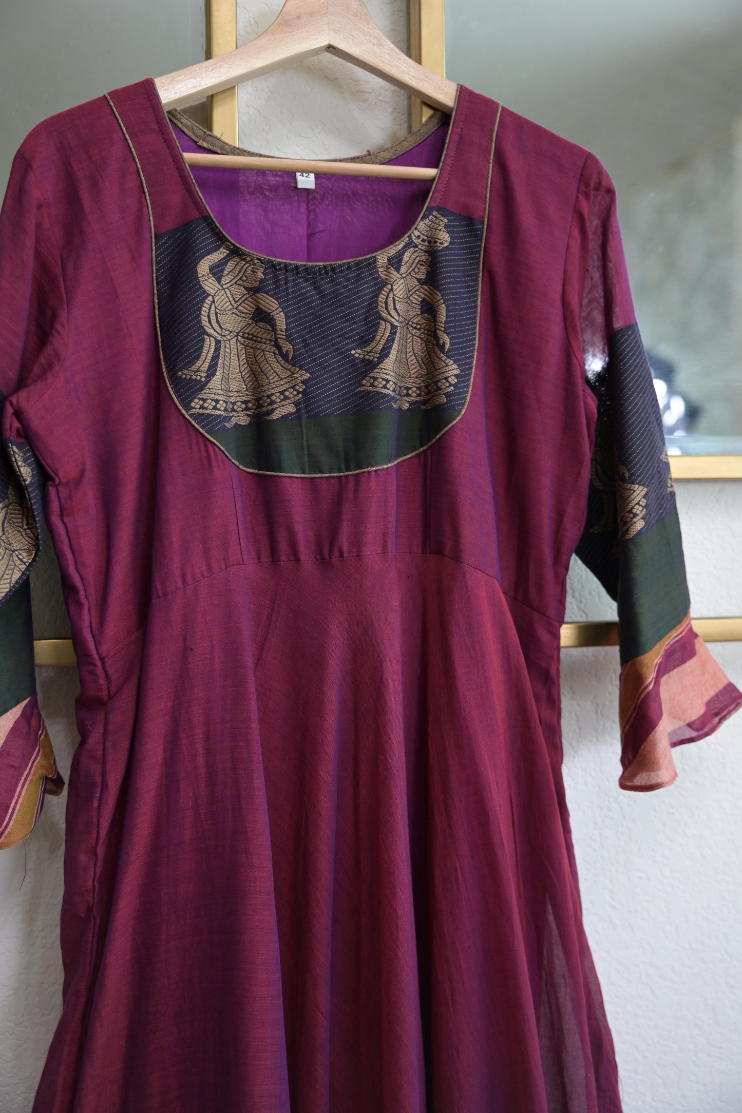 Varalika pink narayanpet mercedized cotton long dress