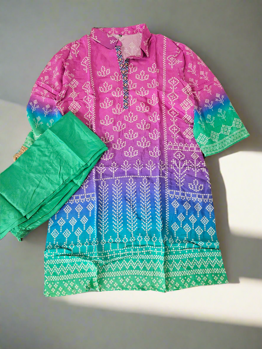 Muslin 2 piece cord bhandini set