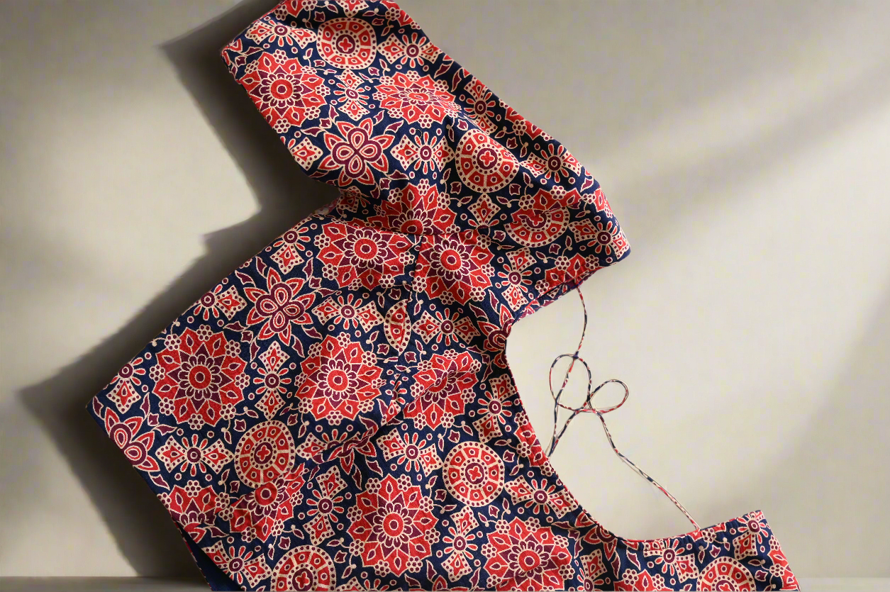 Ajrakh block print crop top blouse