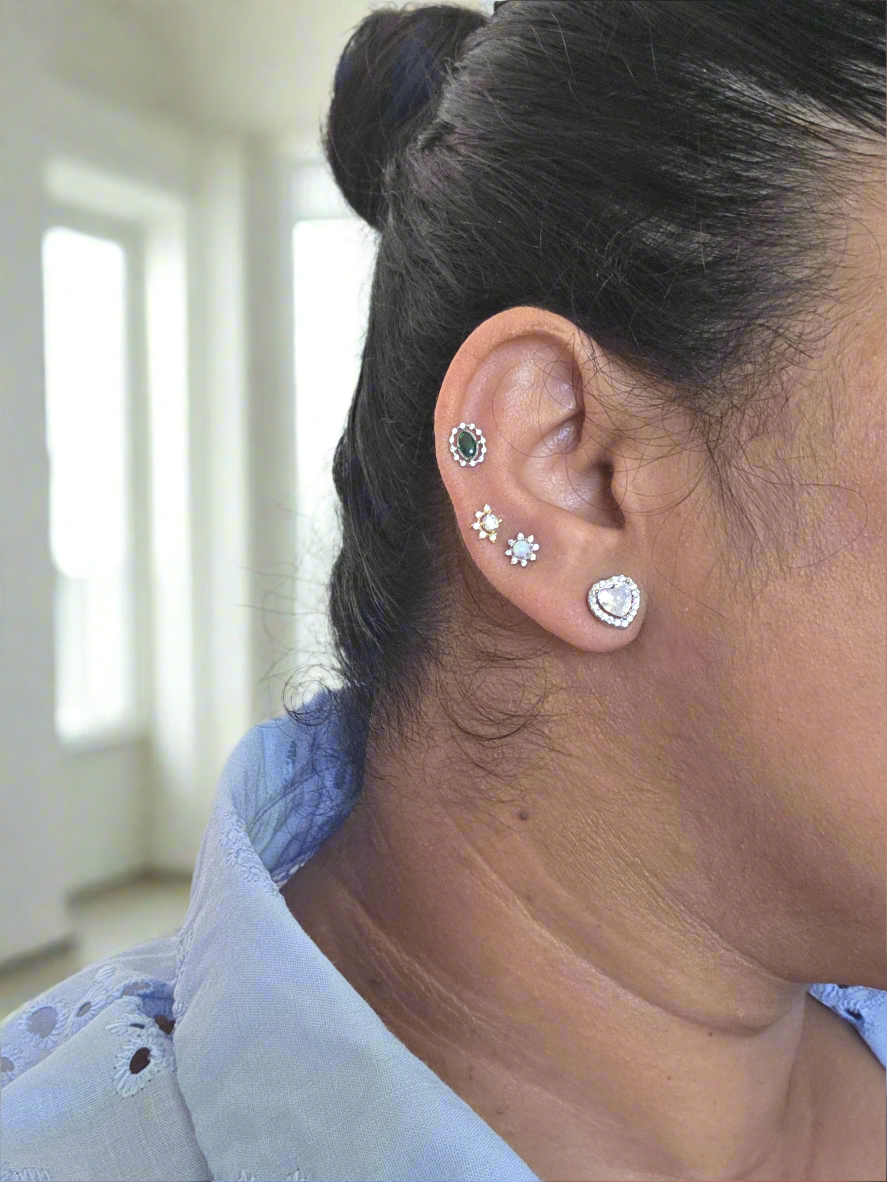 Heart 925 silver stud earrings