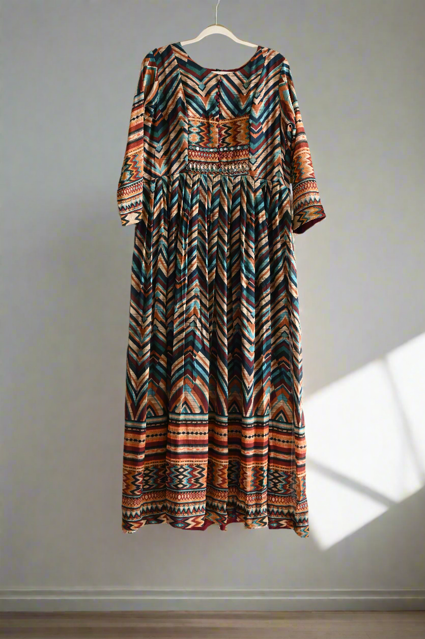 Chevron print Georgette dress