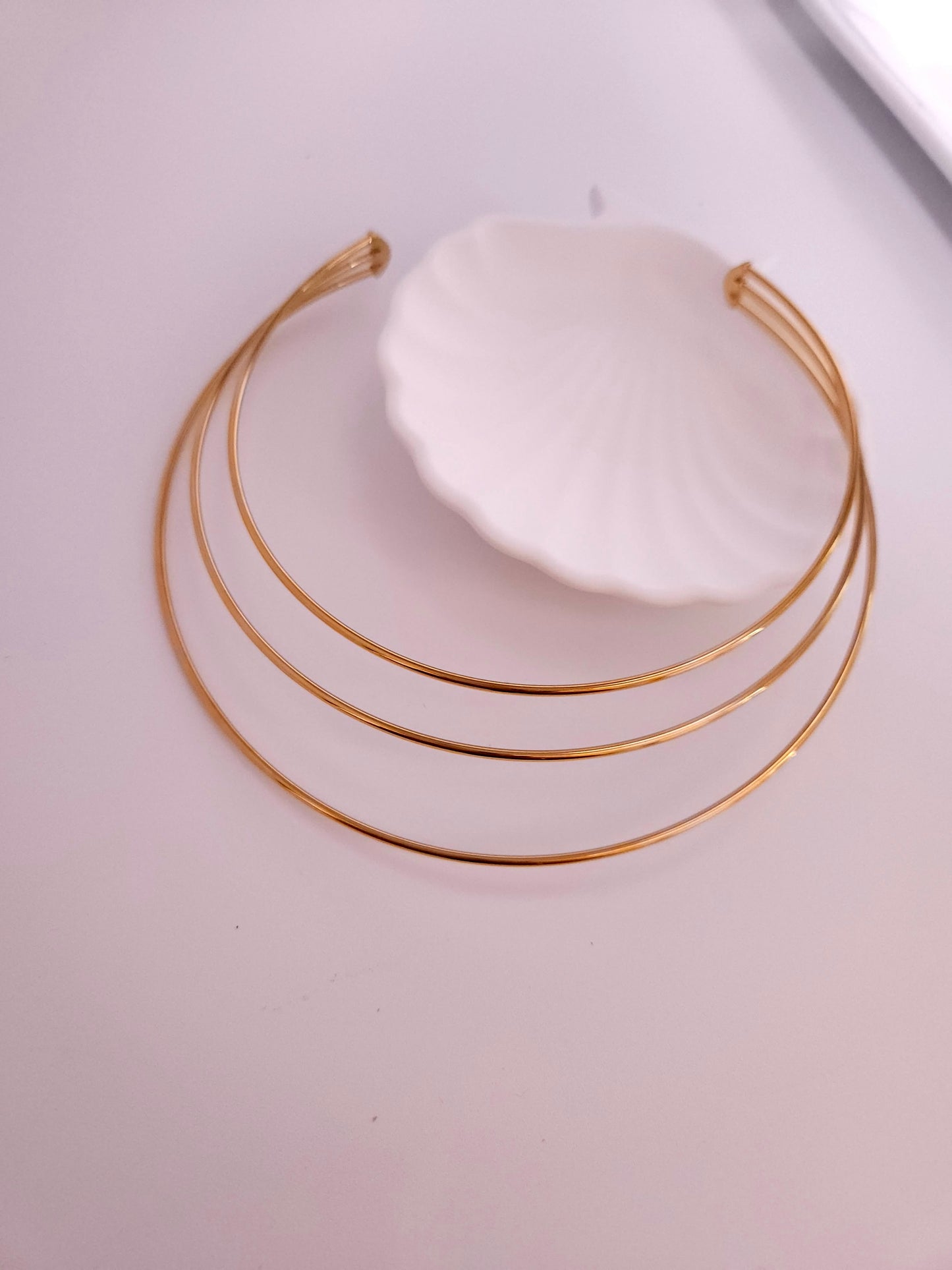 Three layer 18k gold plated stainless steel necklace