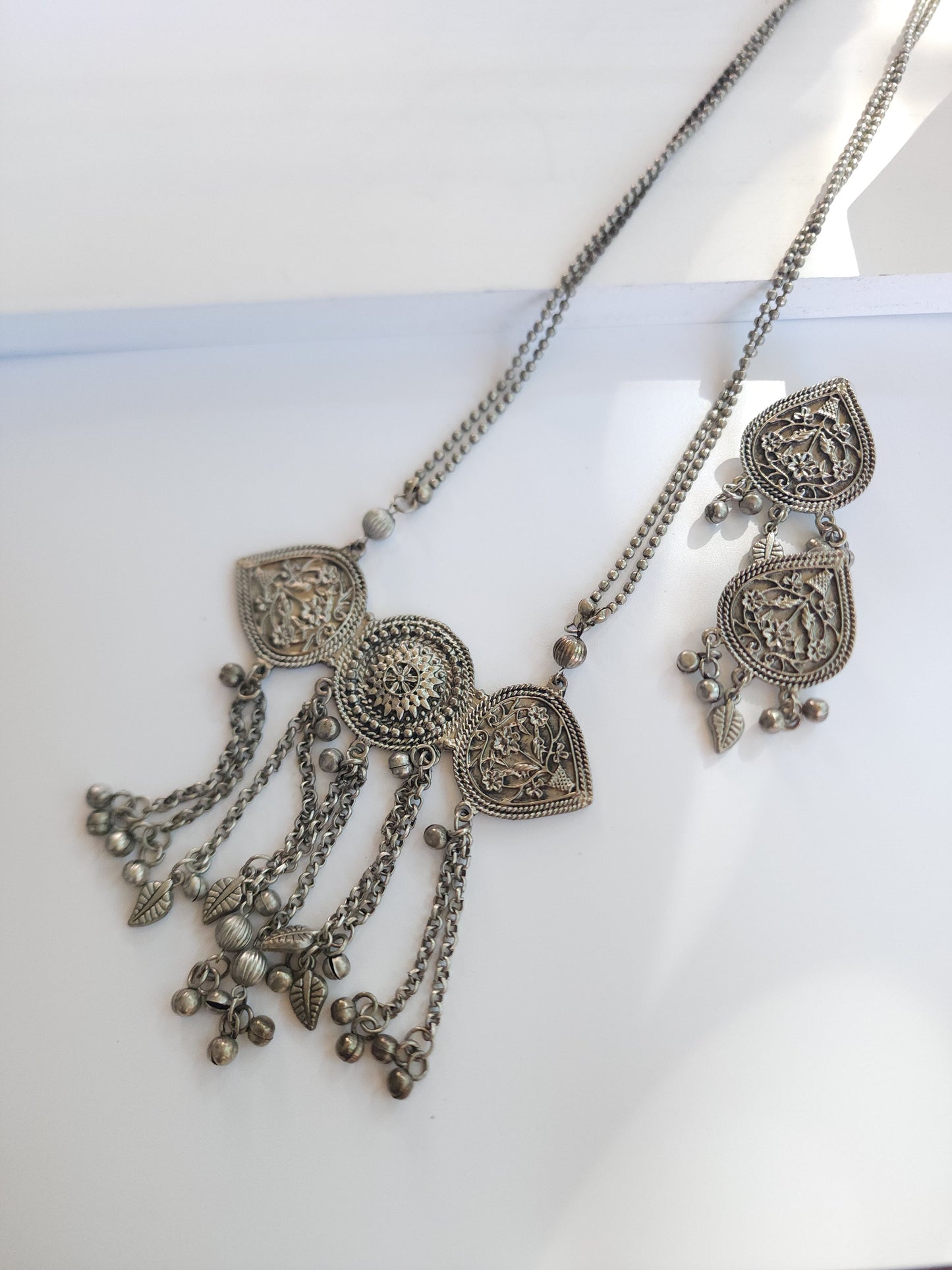 Statement black metal Oxidized necklace set