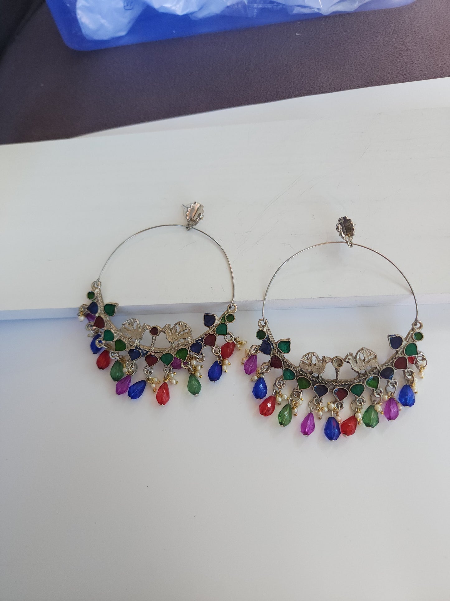 Black metal Chandbali earrings