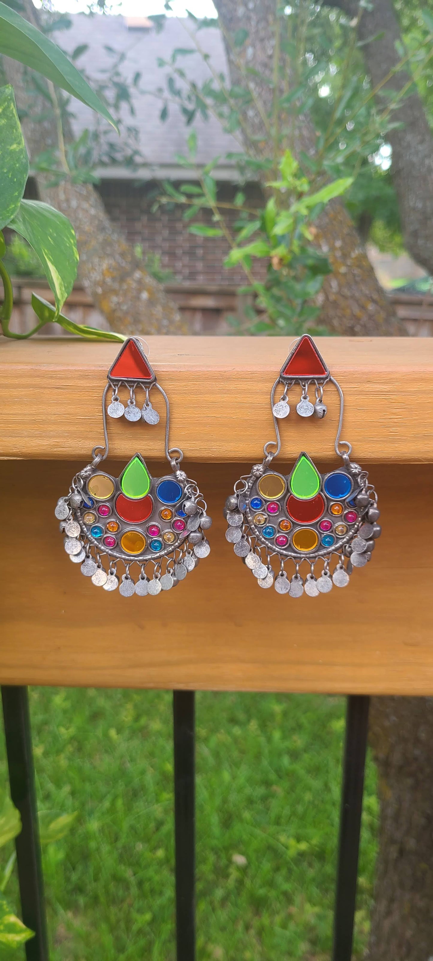 Mirror multi color earrings