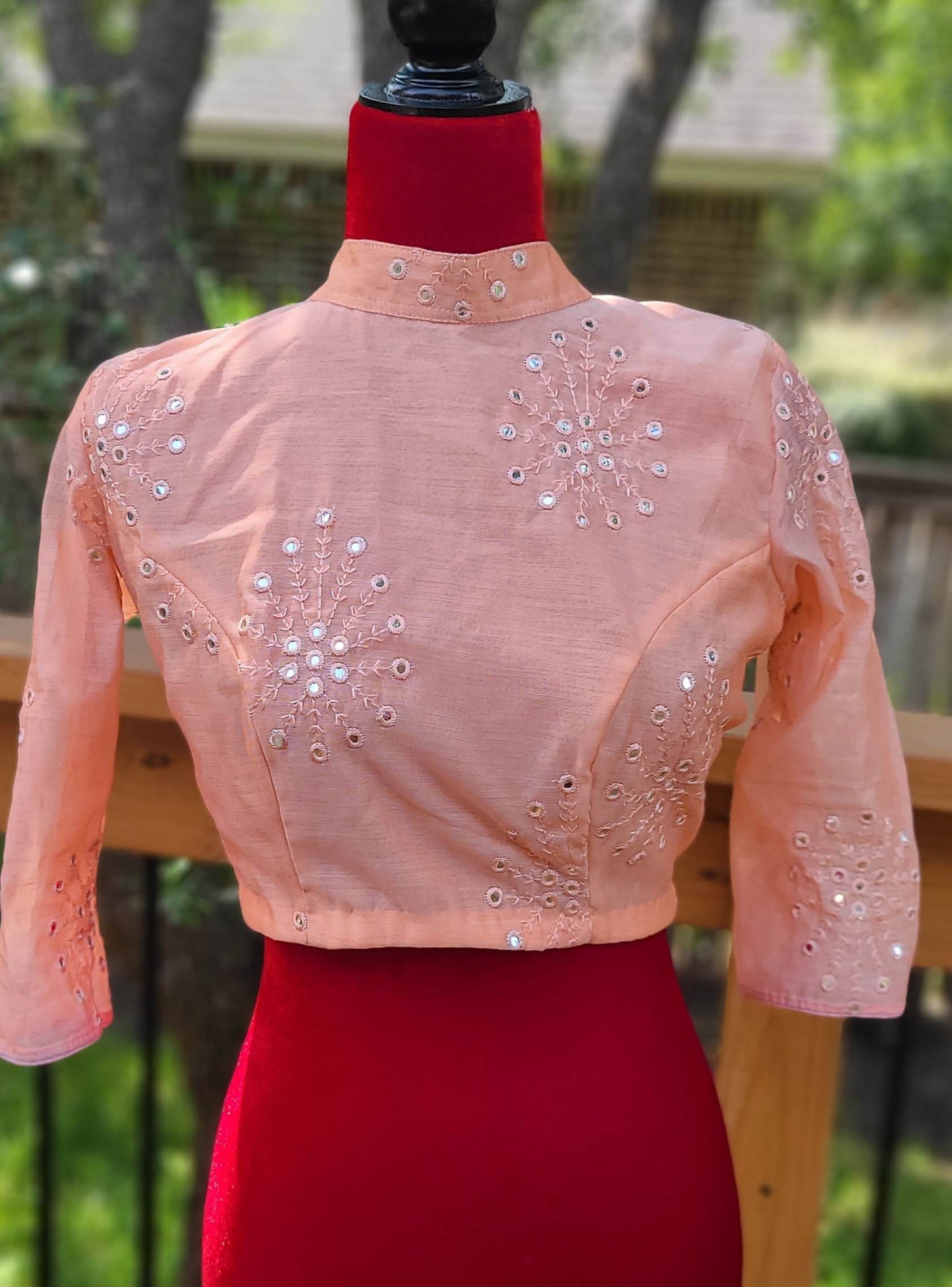 chanderi Mirror work Peach blouse half white blouse blouse cotton blouse saree blouse crop top blouse