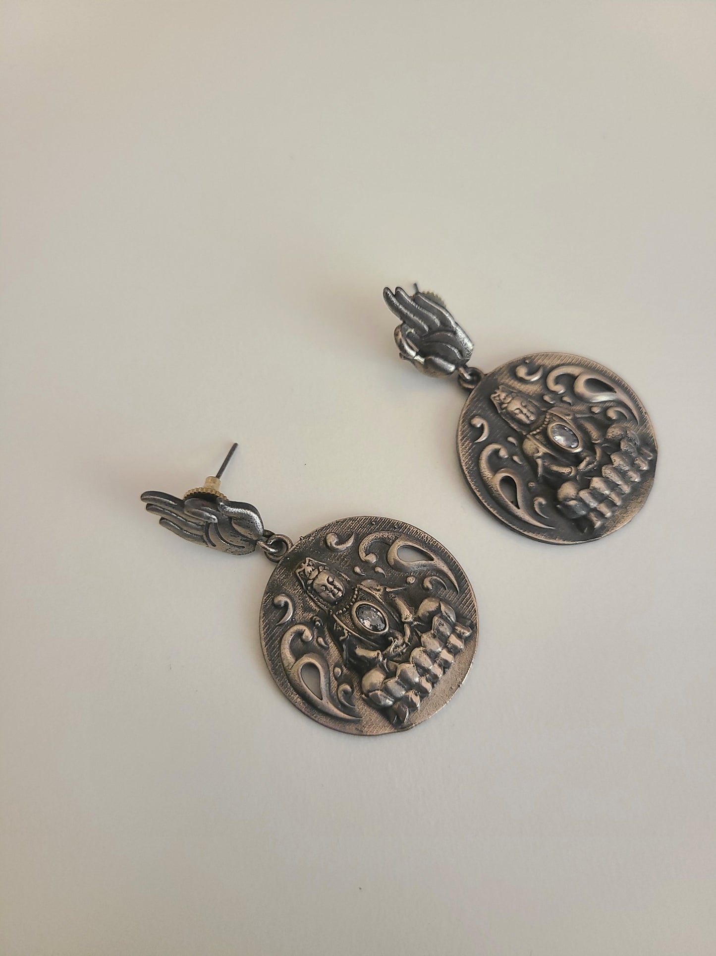 Budda silver alike earrings