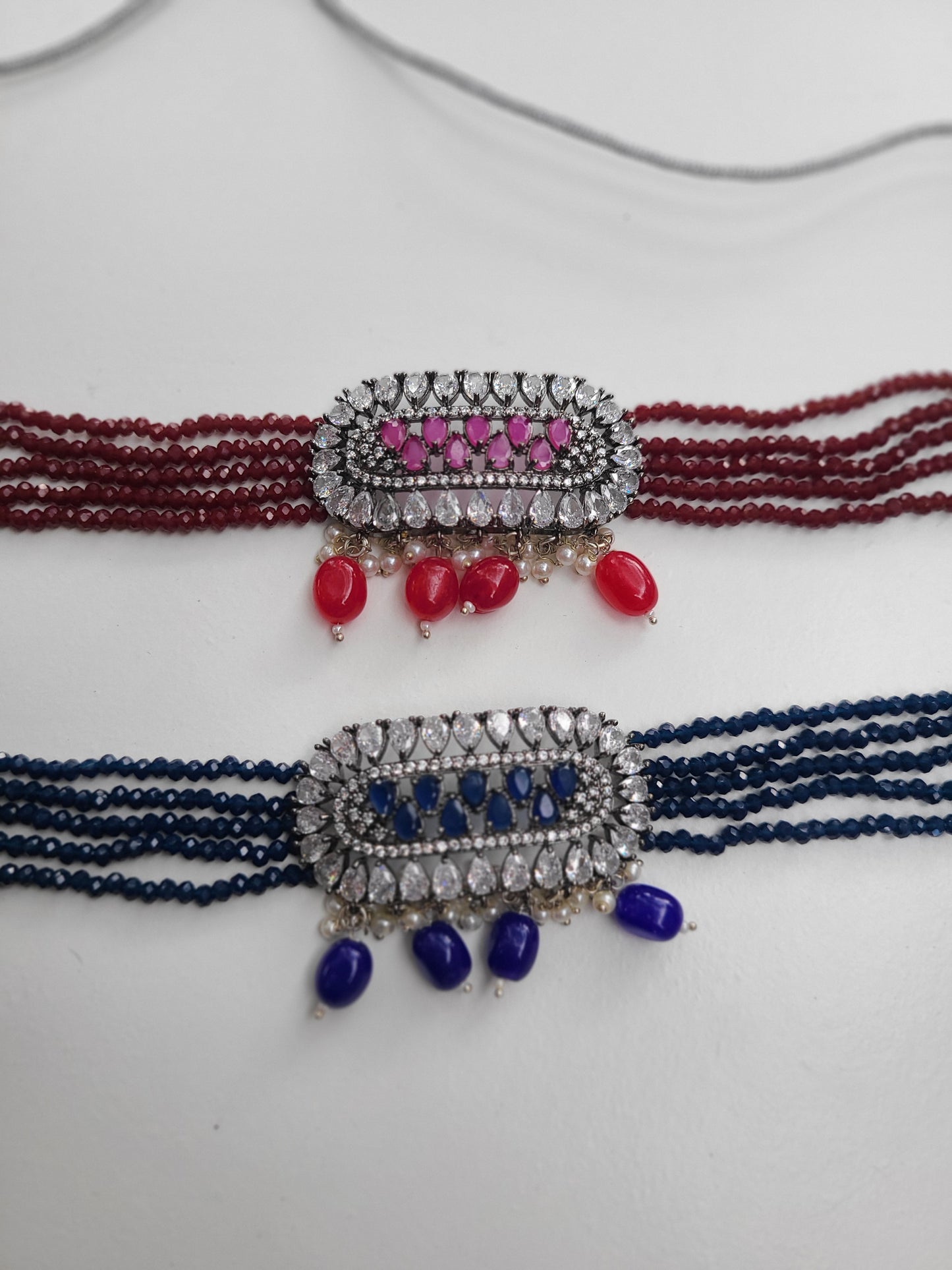 Chandrika cz choker necklace set