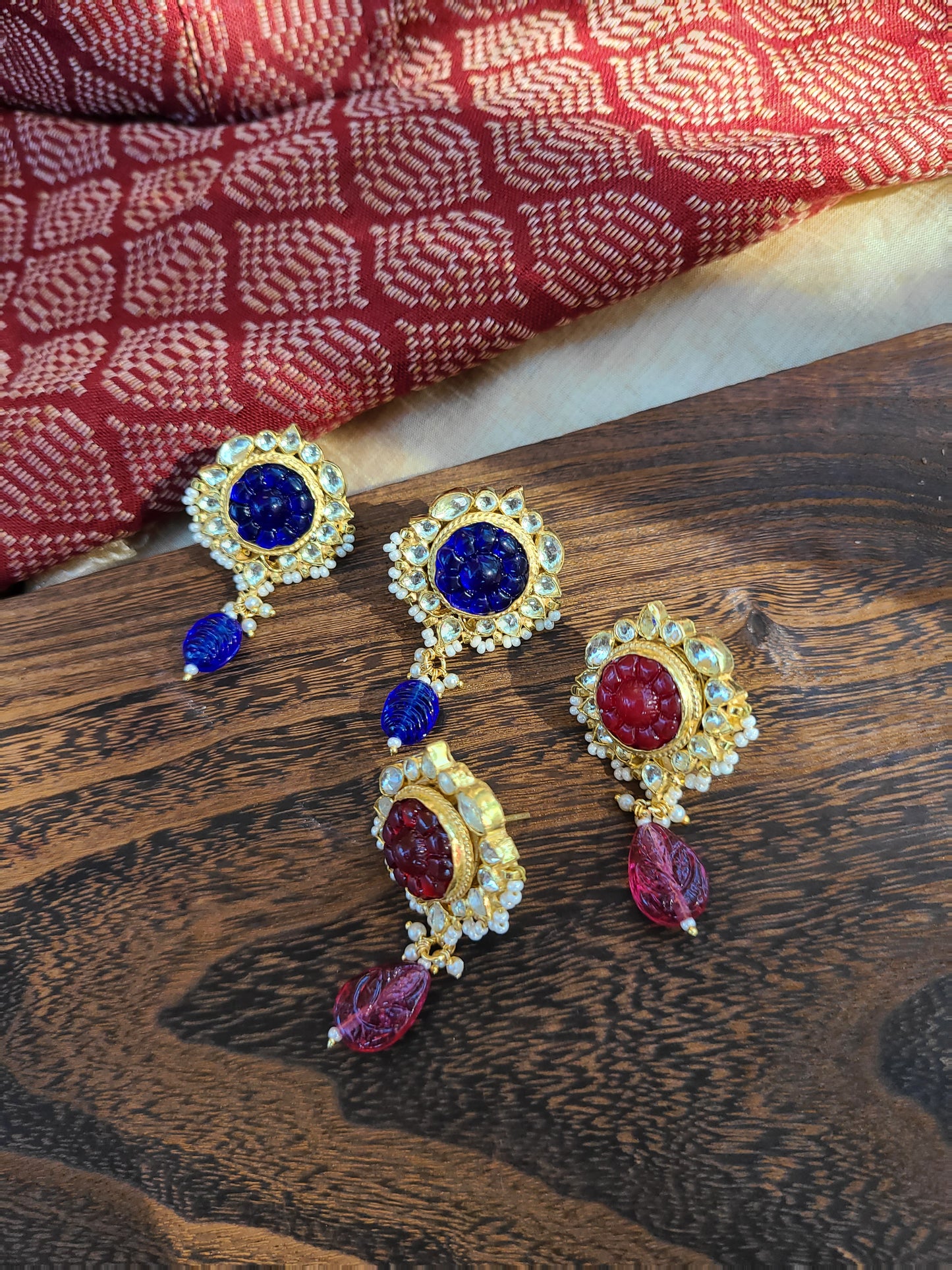 Iditri pachi kundan earrings