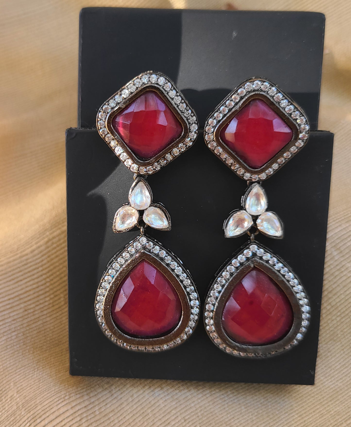 Natural stone CZ earrings