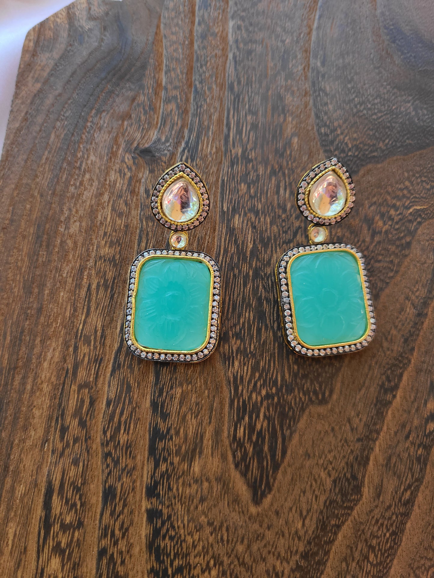 Natural stone CZ earrings