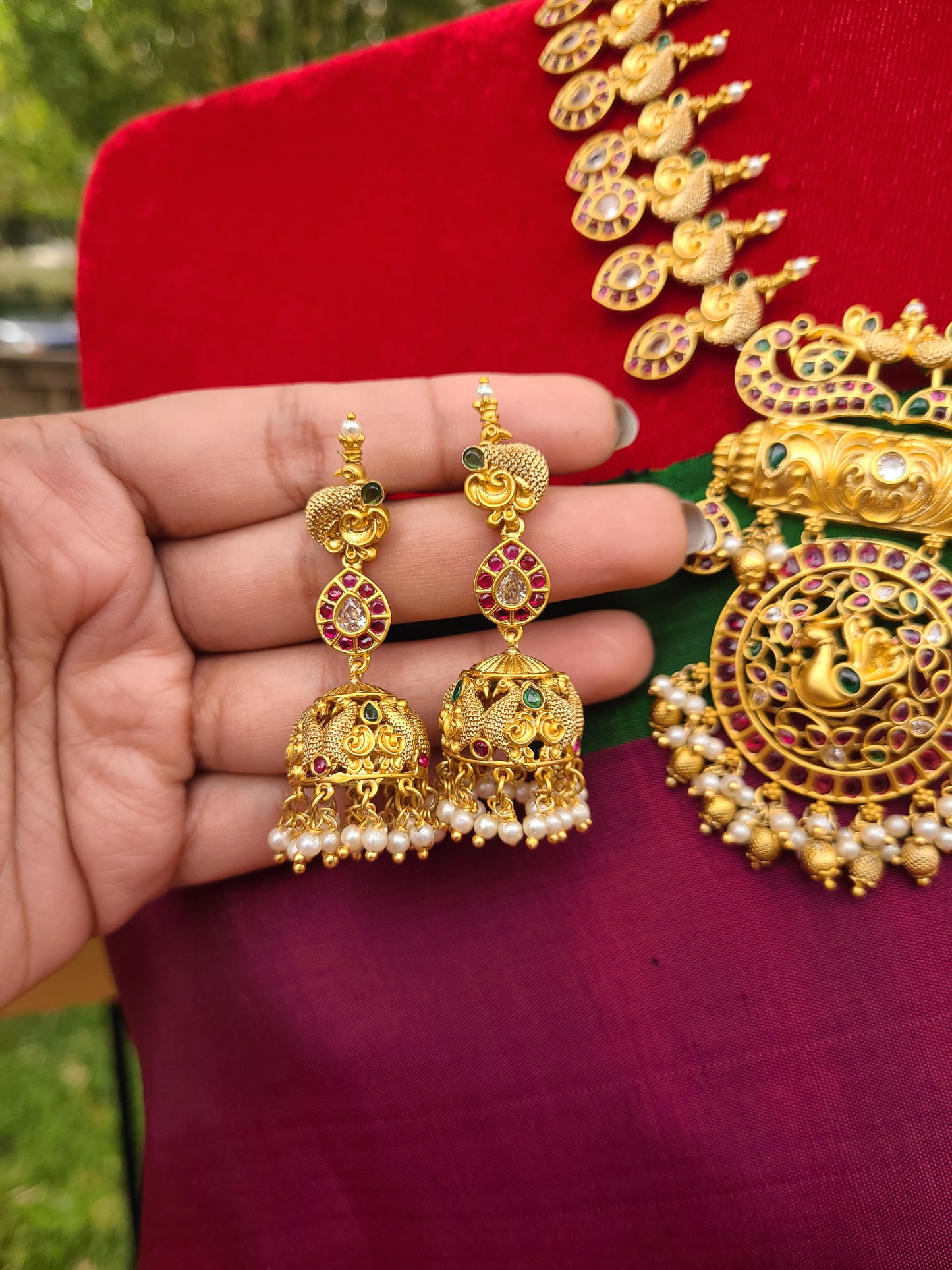 Arghya kemp designer matte necklace set