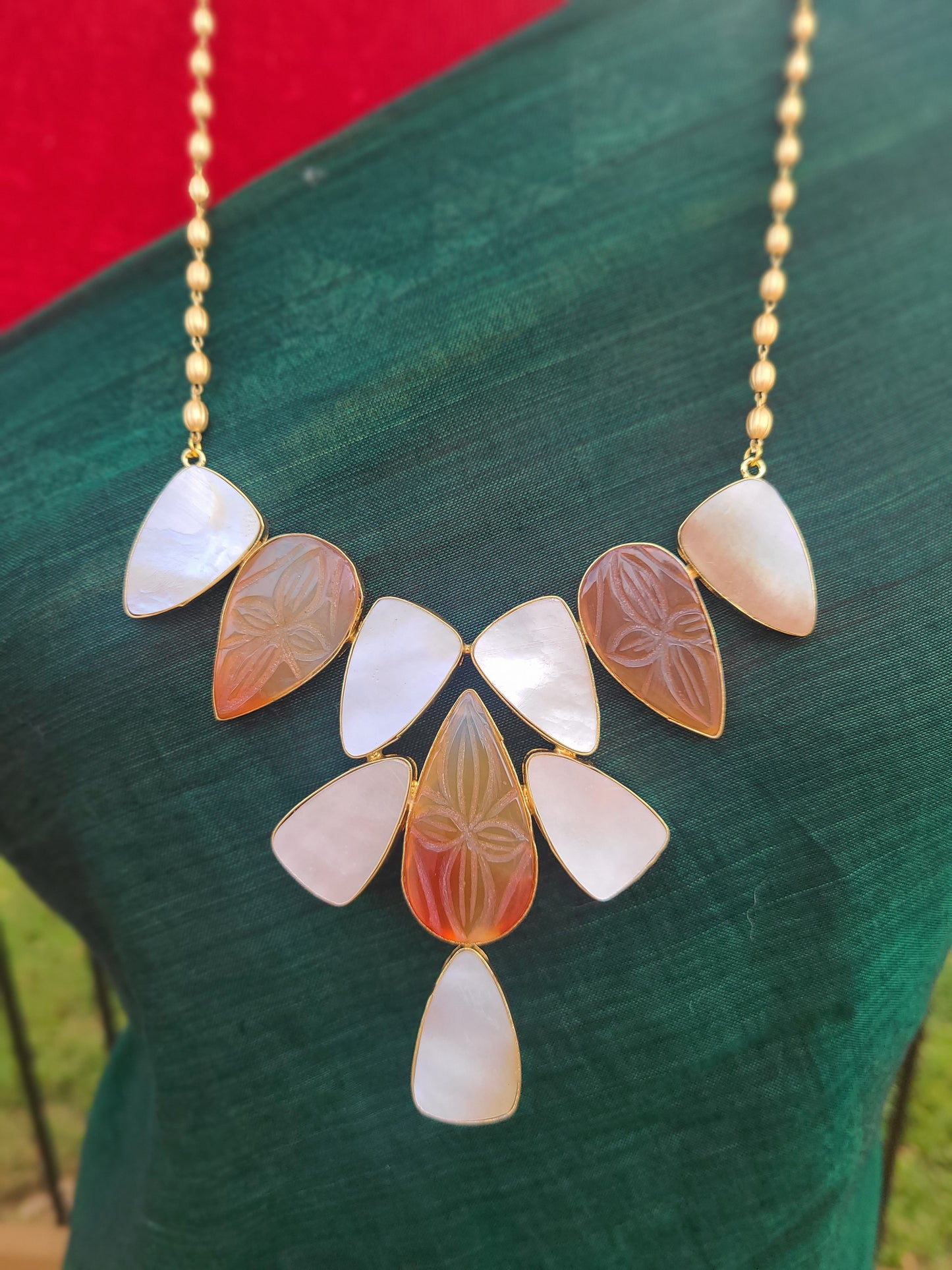 Coral Handmade contemporary necklace set