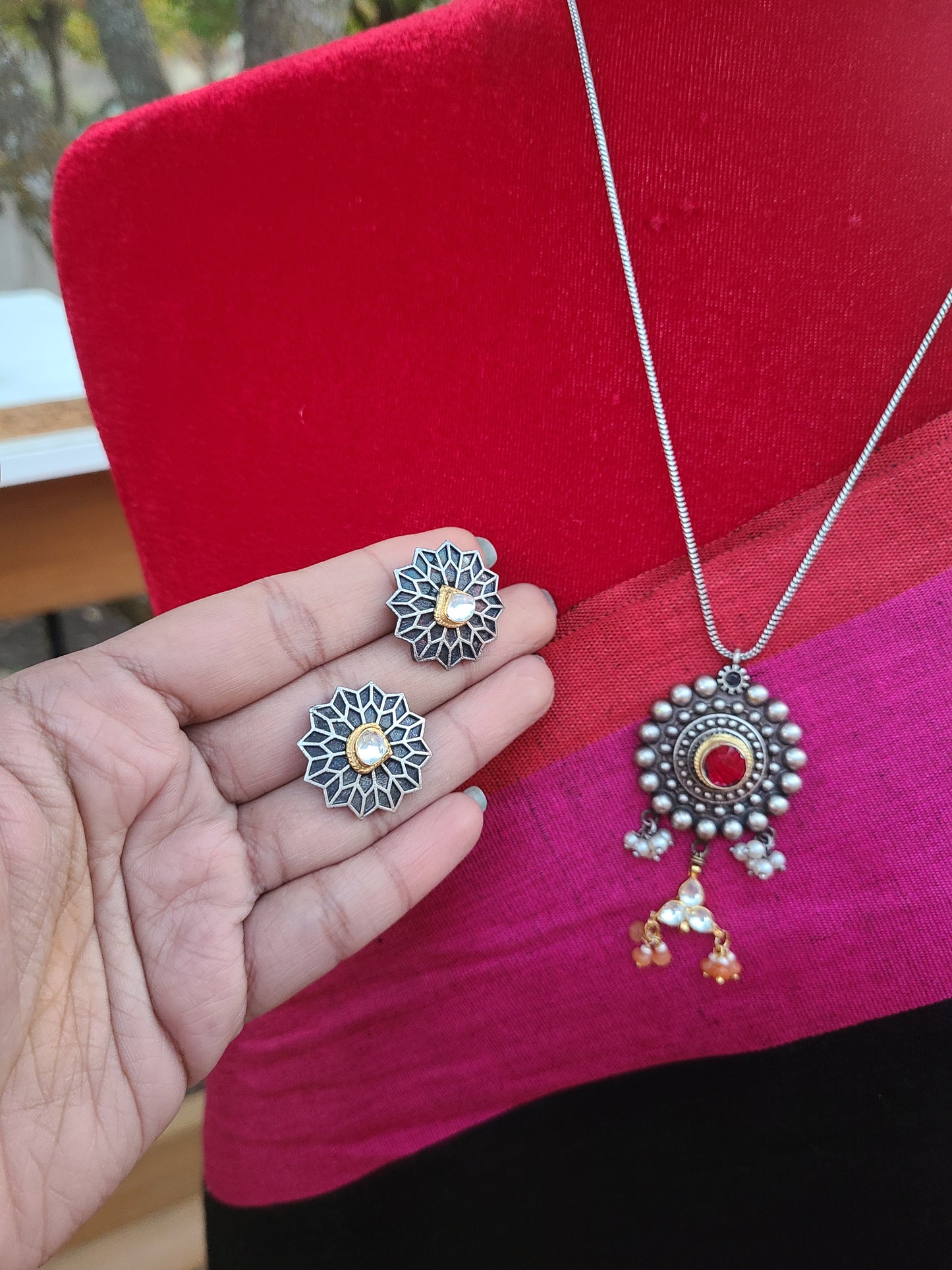 Aashi fusion contemporary Silver Alike Necklace