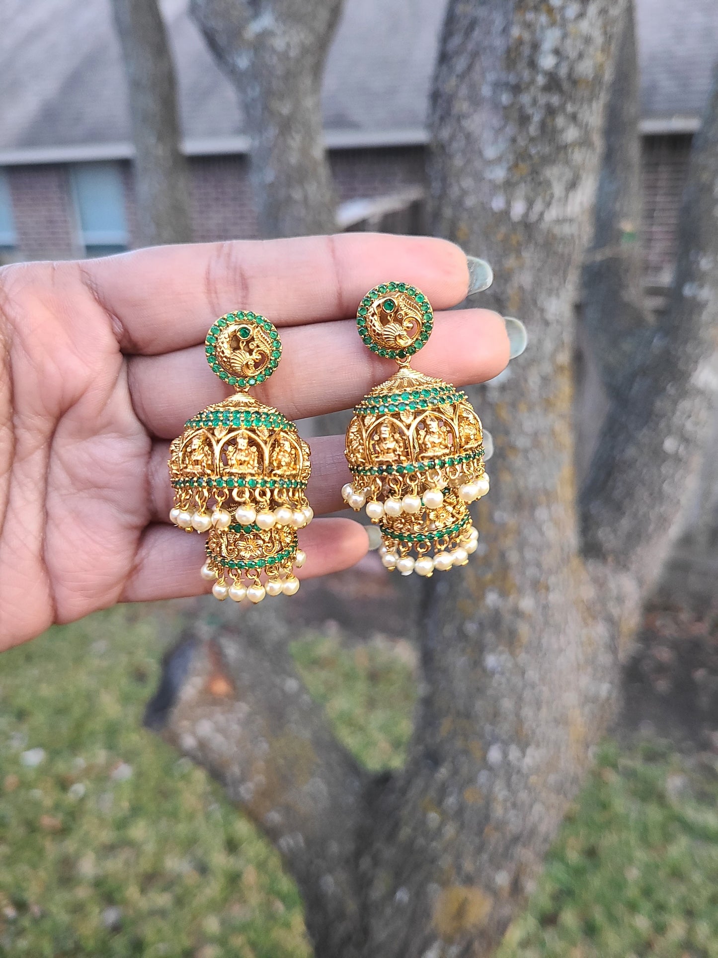 Bhrithi 2 layer jhumka earrings