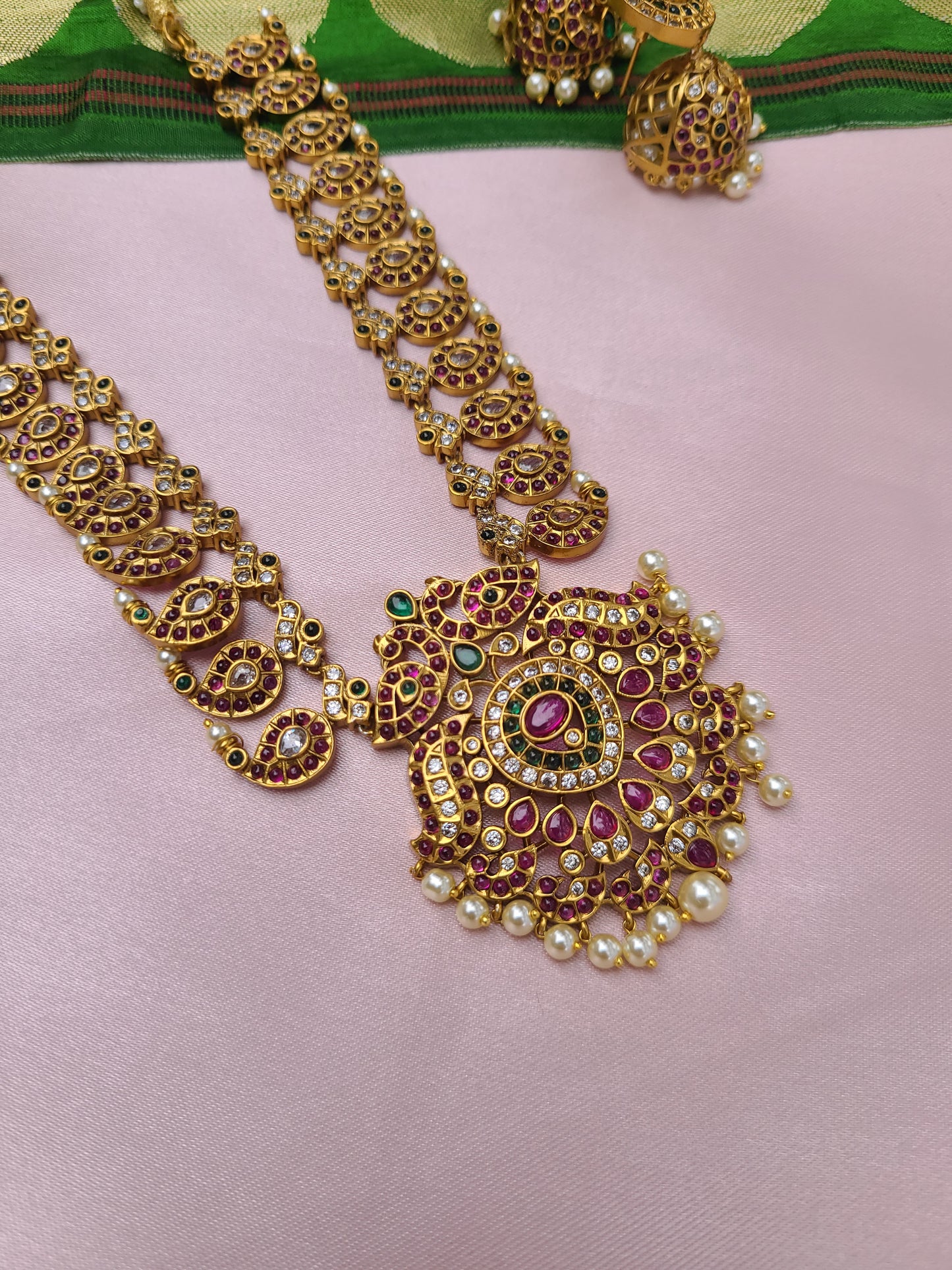 Mango mala anique gold plated necklace set