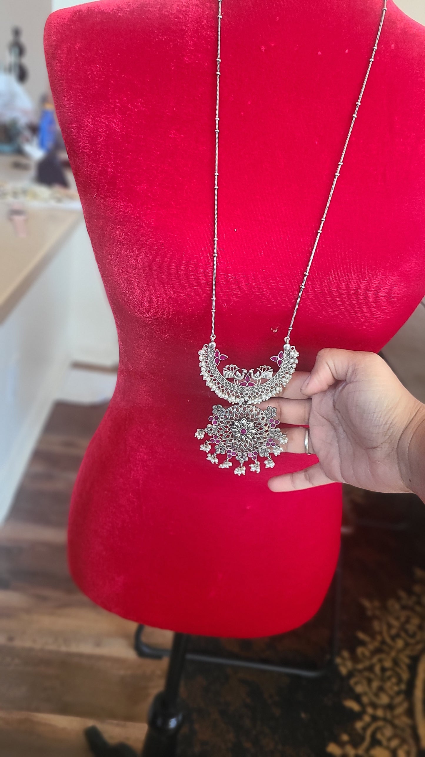 Maria Handmade contemporary pendant necklace set