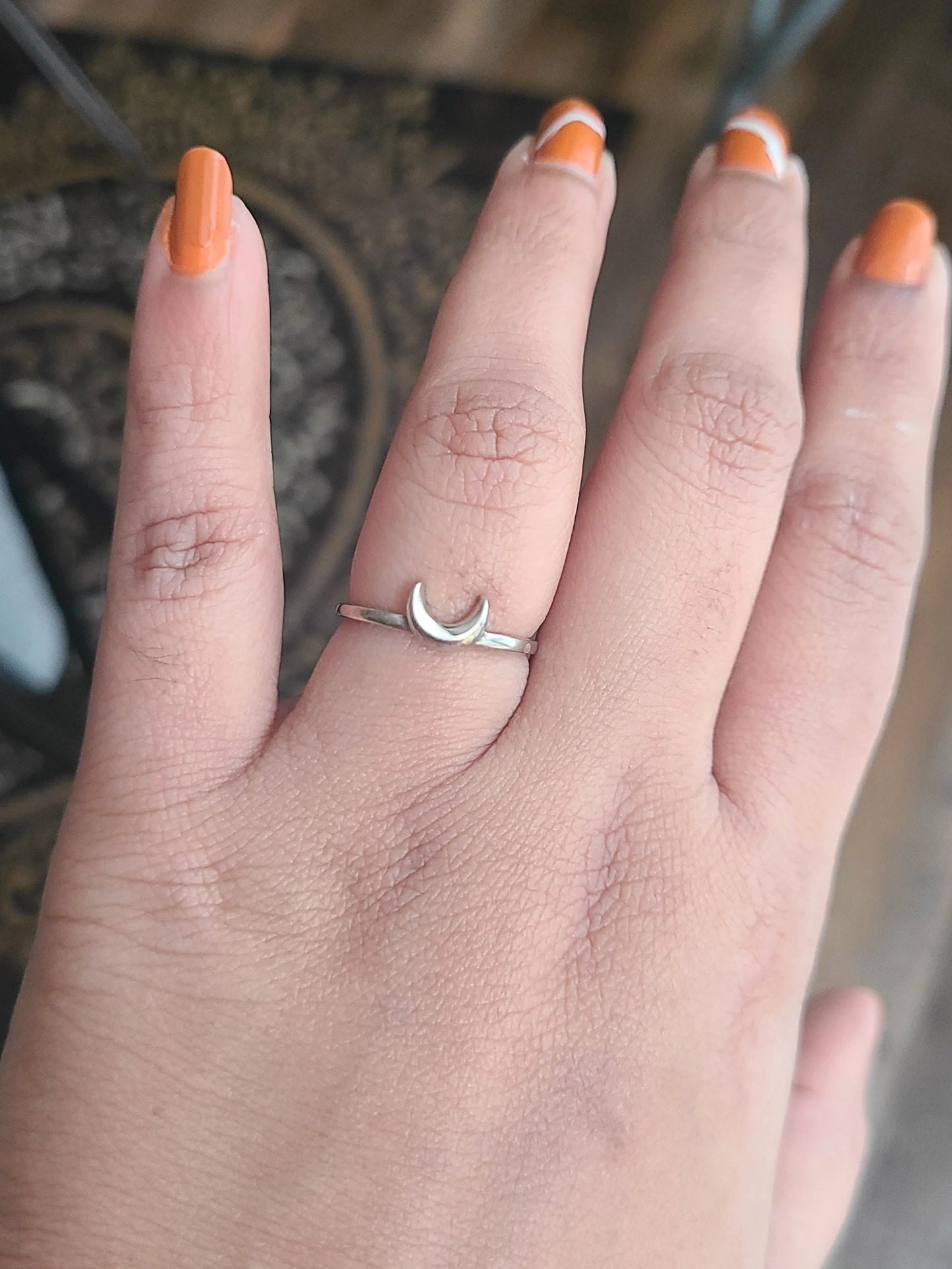 925 silver cresent moon size 7 Ring