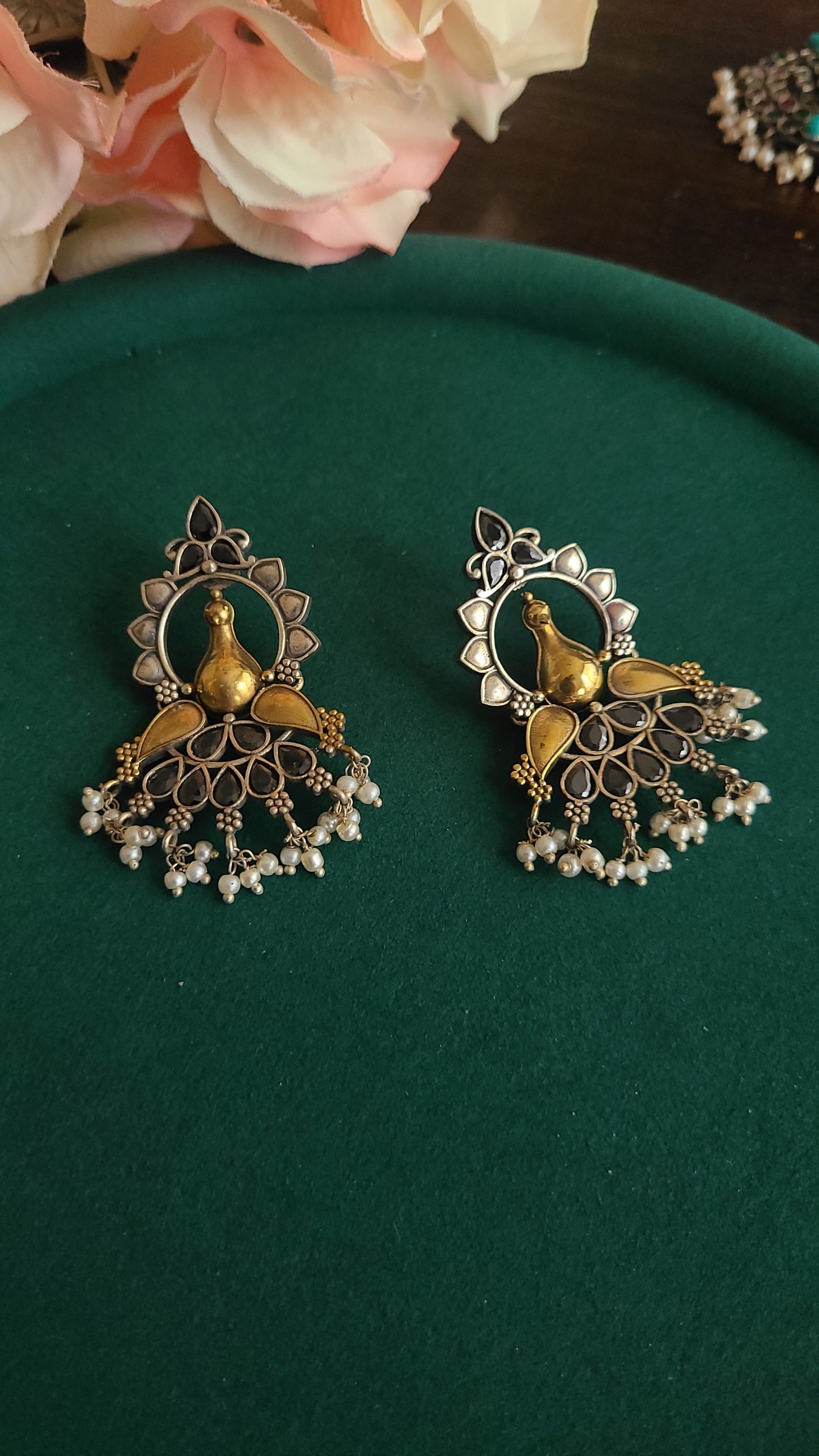 Mayil silver alike earrings