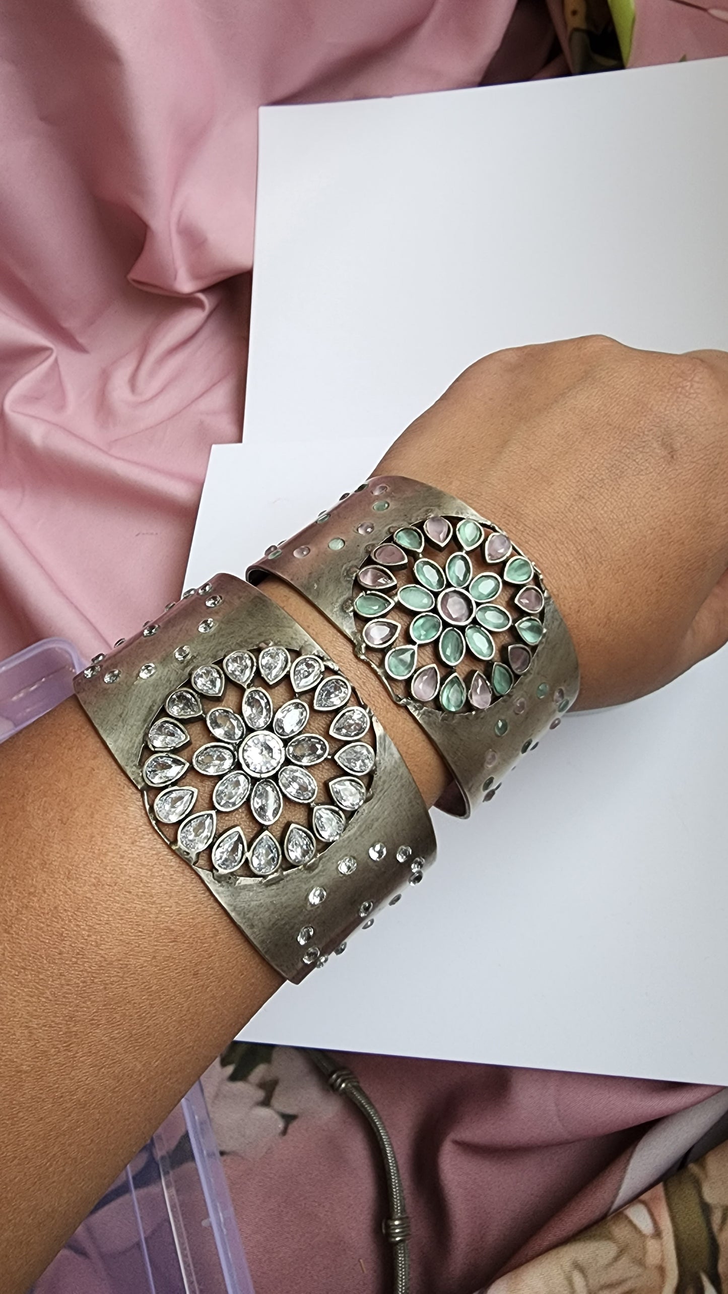 Abstract silver alike handmade Adjustable Bracelet bangle