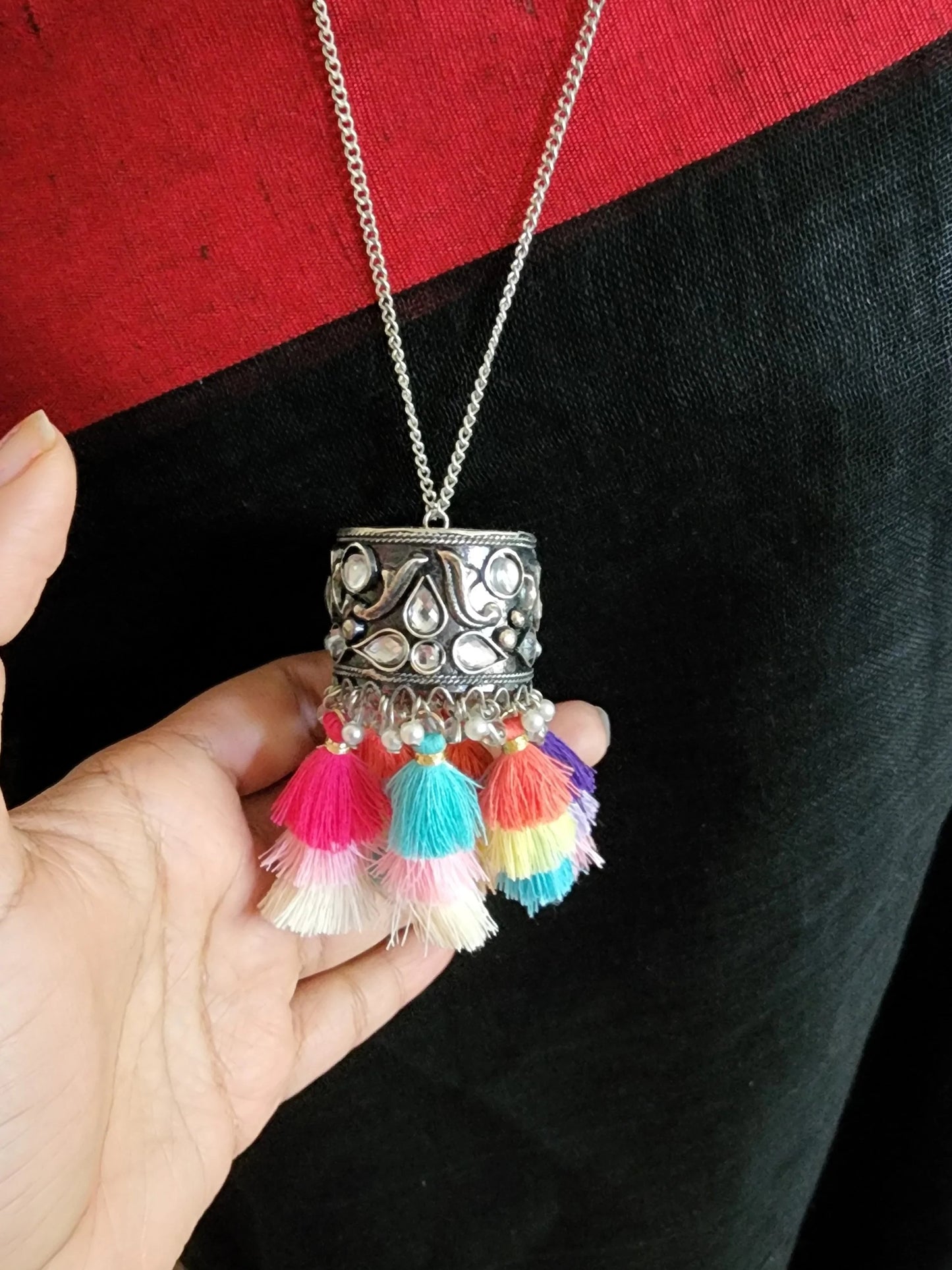 Statement jhumka Oxidized handmade necklace