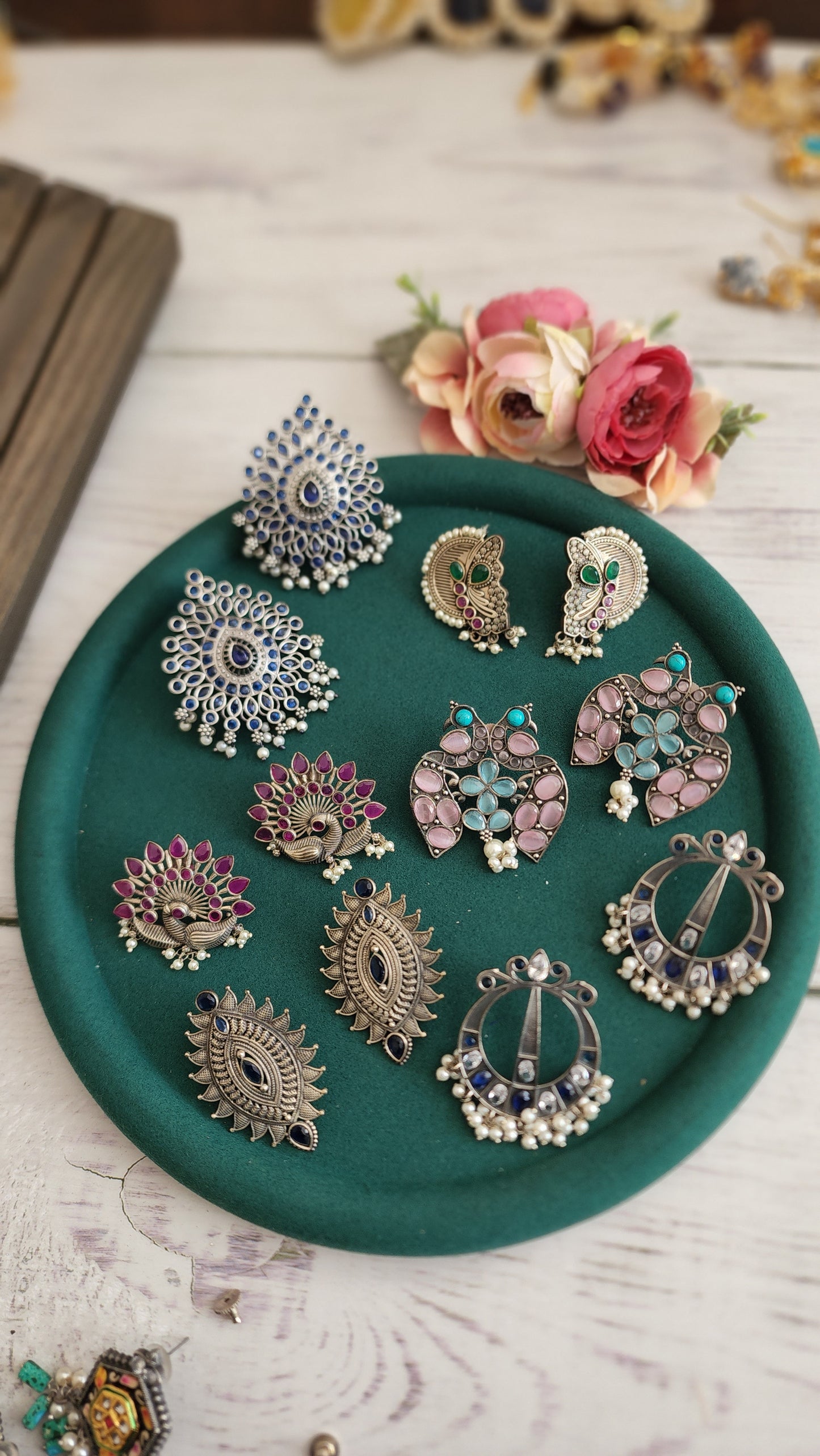 Lisa large stud silver alike earrings collection