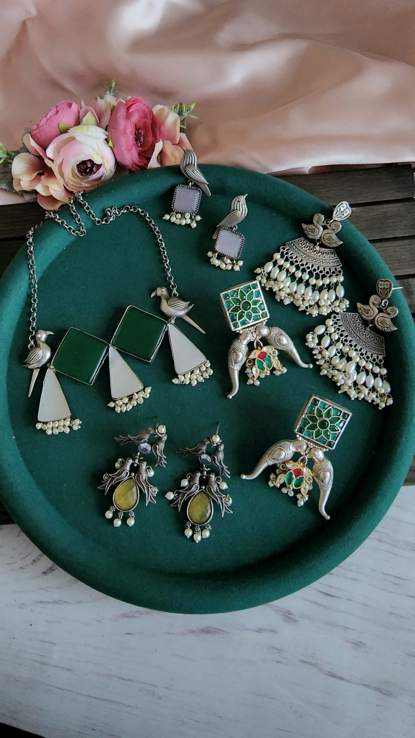 Ayla stone silver alike pendant necklace