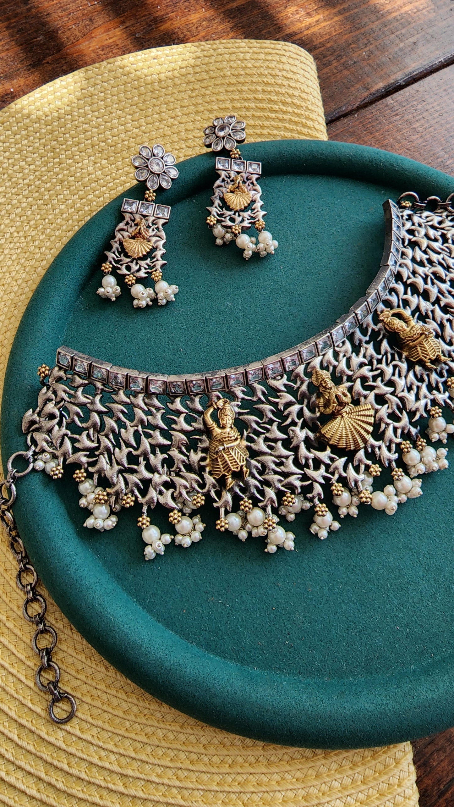 Anuhya fusion handmade Silver Alike Necklace